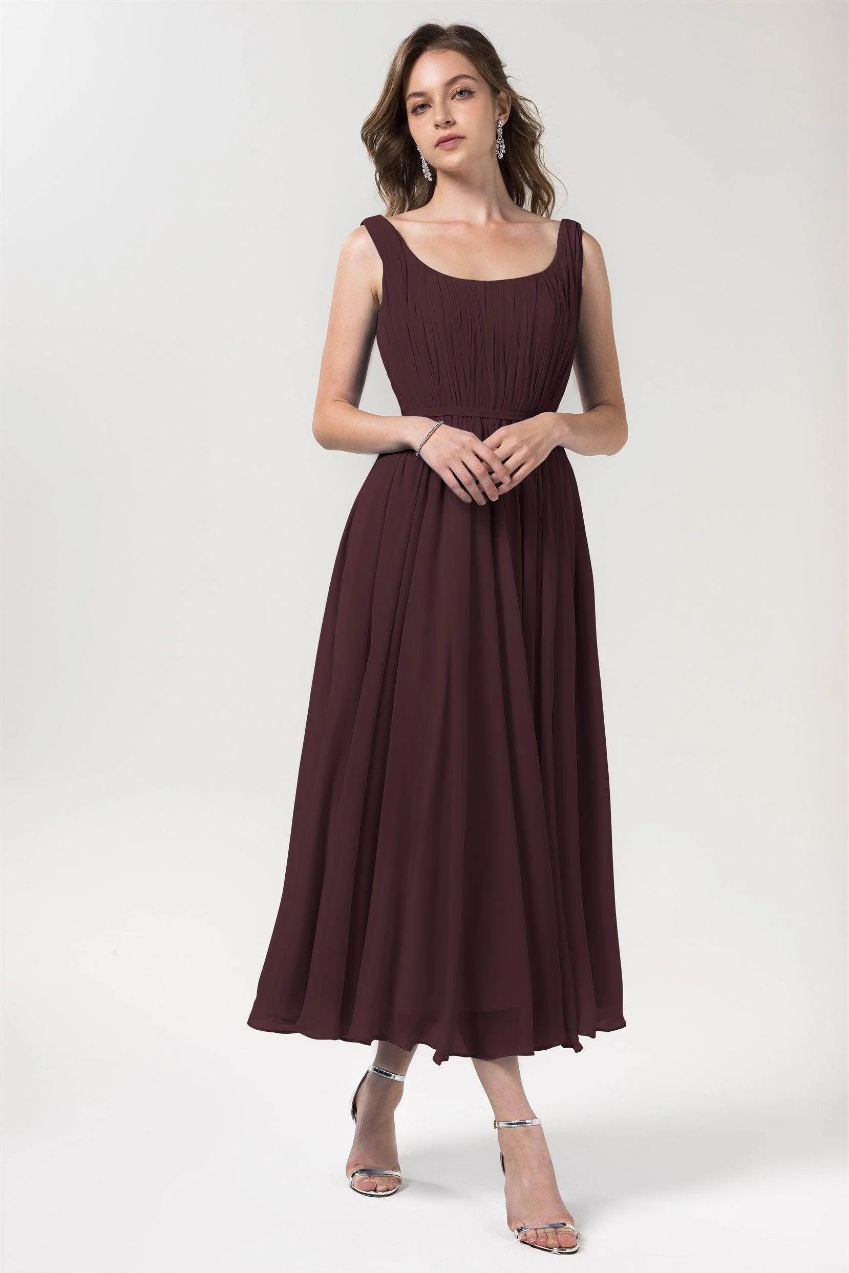 A-Line Tea Length Chiffon Bridesmaid Dress CB0555