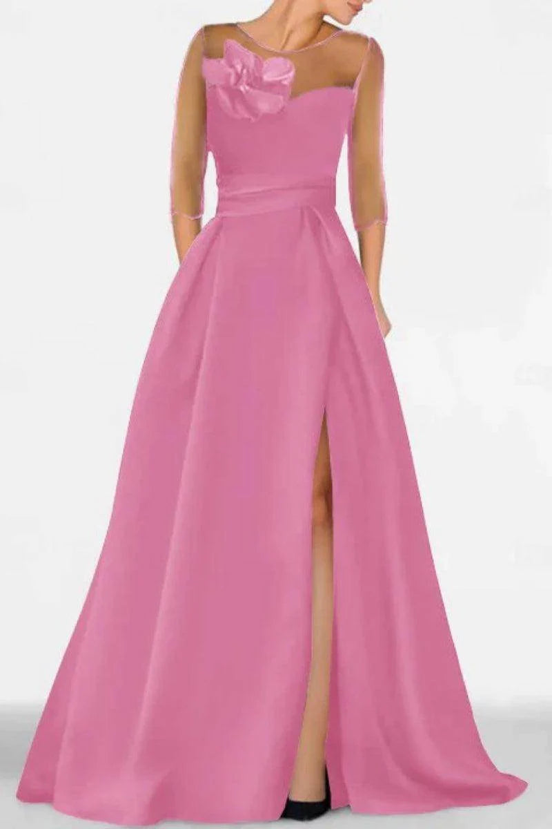 A Line Sweetheart 3/4 Sleeves High Split Mother Dresses CM0338