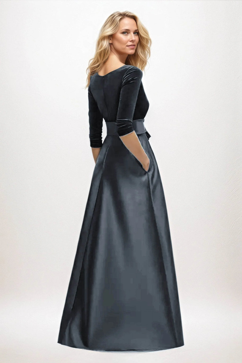 A-Line Maxi Velvet Satin Mother of the Bride Dresses CM0409