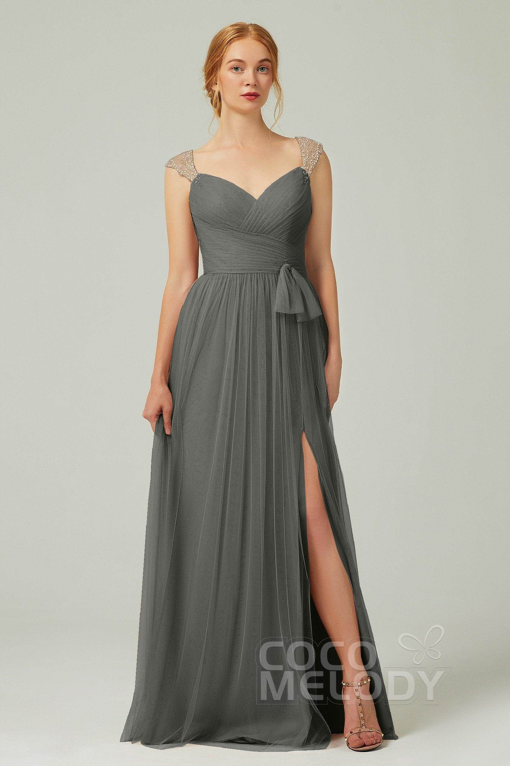 A-Line Floor Length Tulle Bridesmaid Dress CB0313