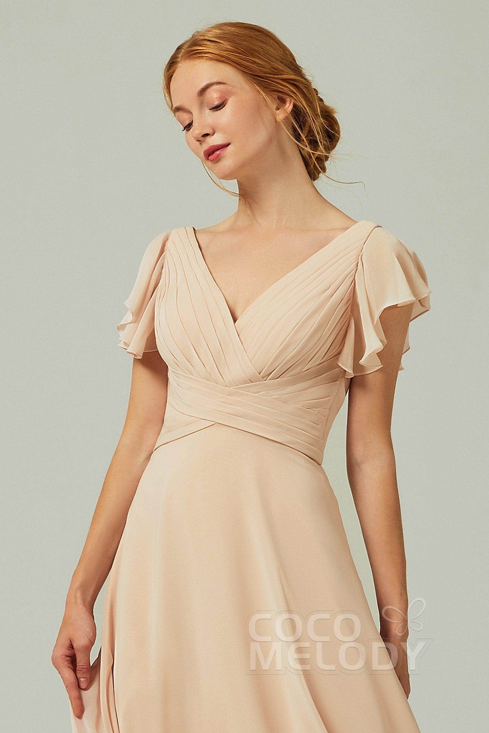 A-Line Floor Length Chiffon Bridesmaid Dress CB0302PS