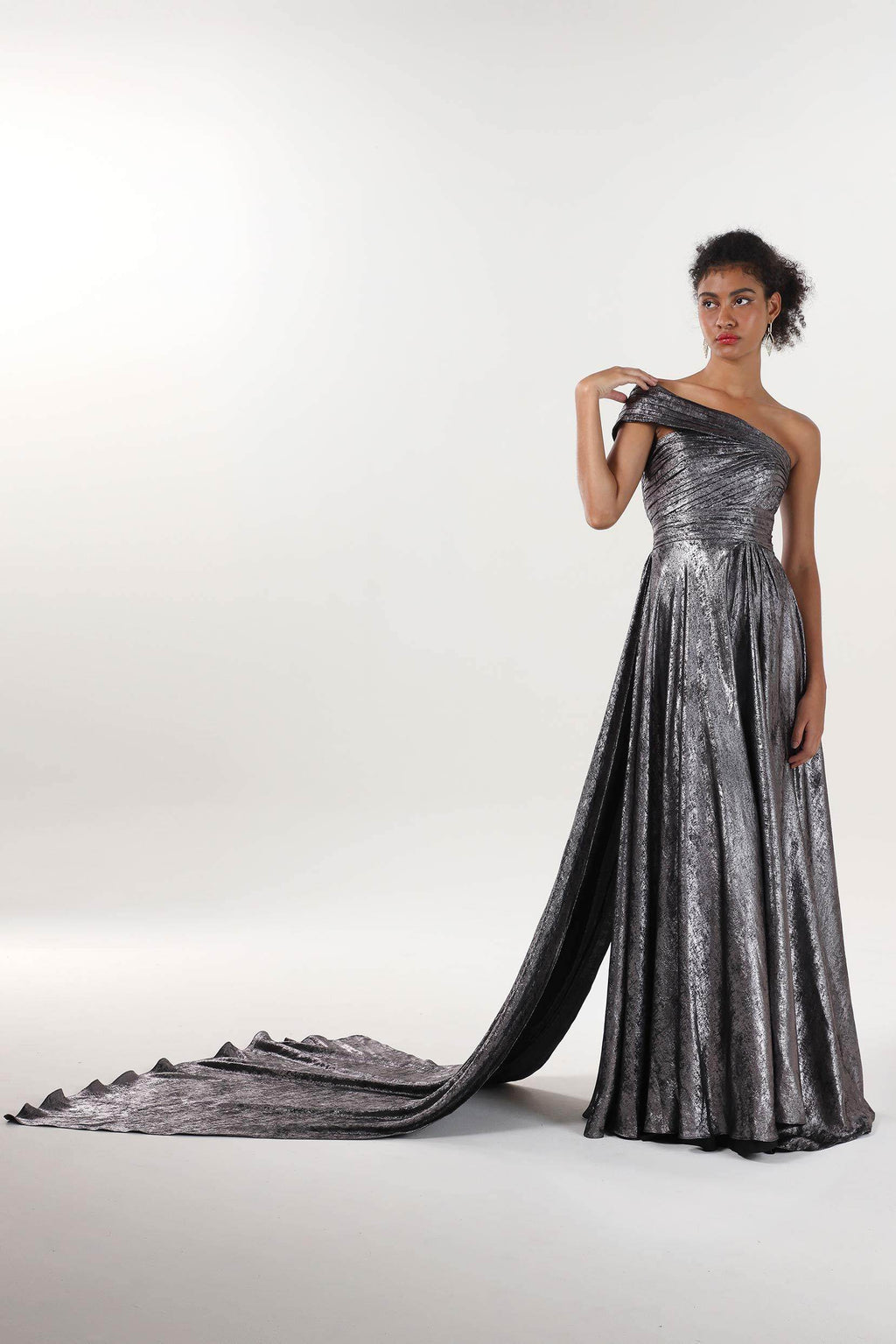 A-Line Maxi Metallic Formal Dress CS0653