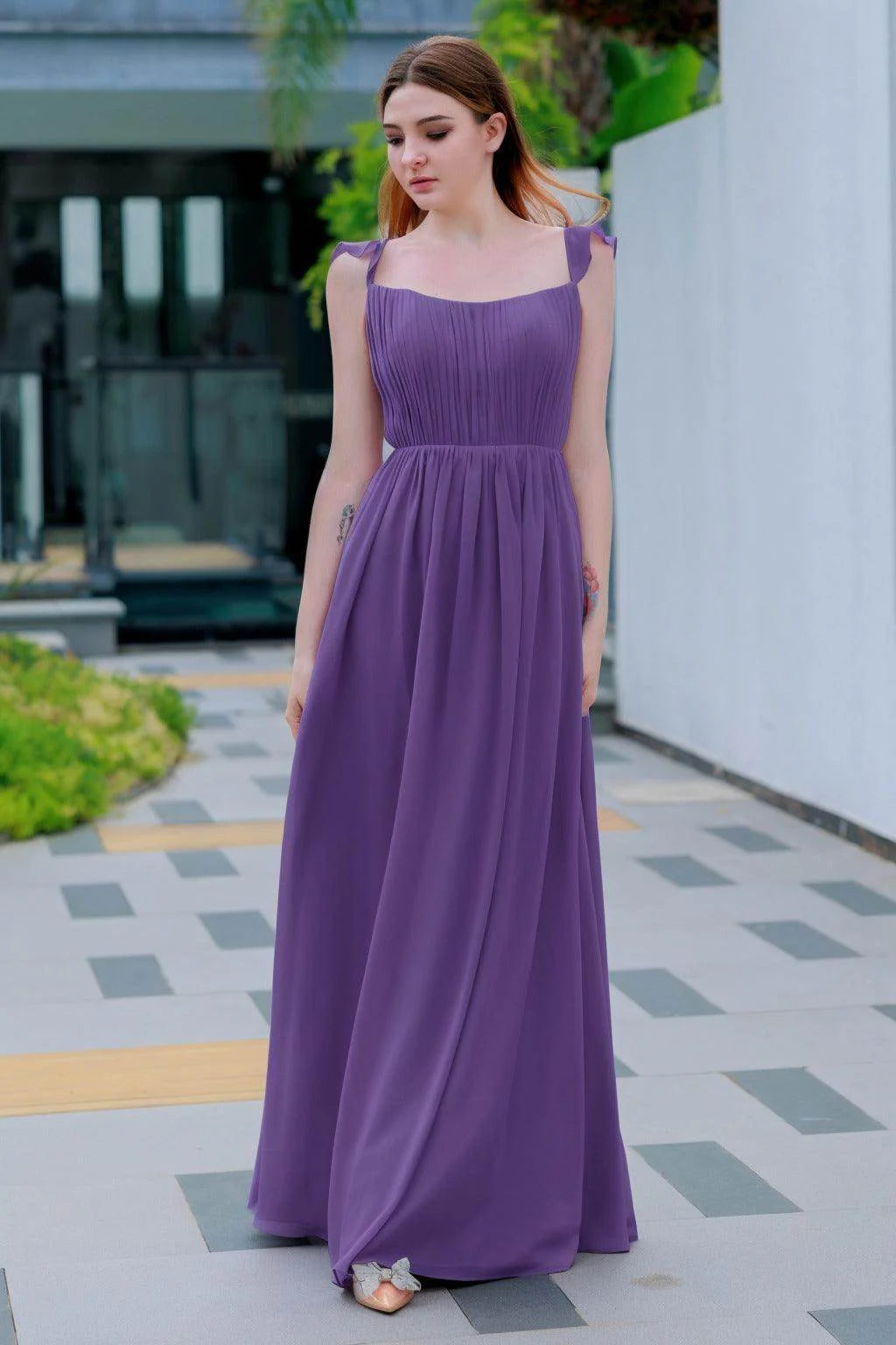 A-Line Floor Length Chiffon Bridesmaid Dress CB0714