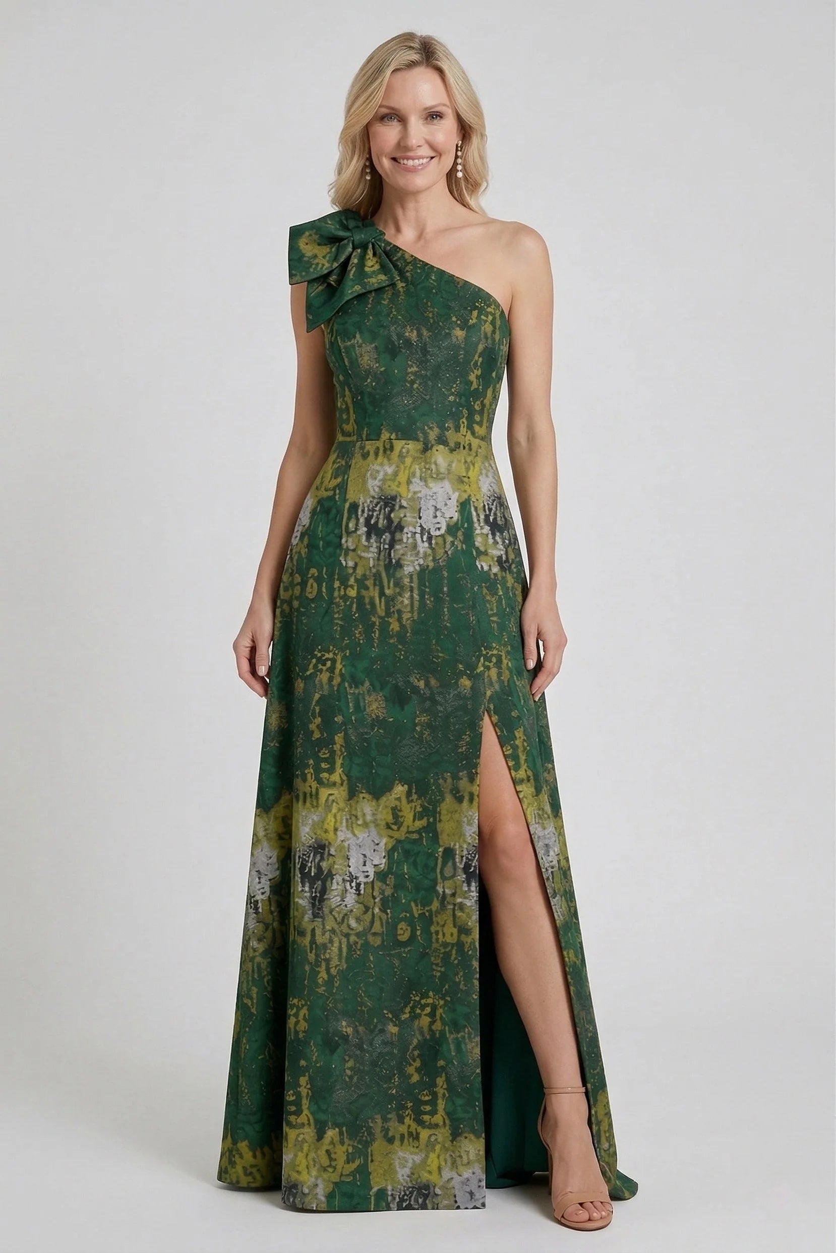 A-Line Floor Length Jacquard Mother of the Bride Dress CM0426