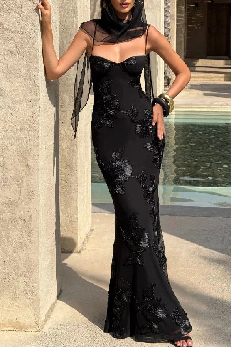 Trumpet-Mermaid Floor Length Polyester Wedding Guest Dress 984718182637