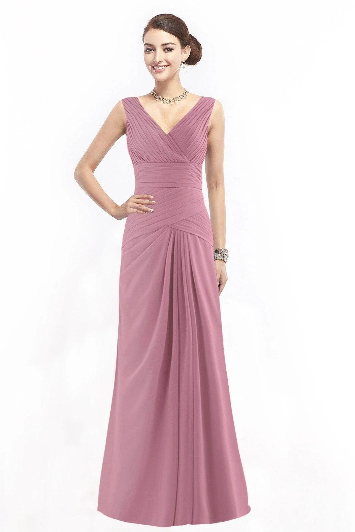 Sheath Floor Length Chiffon Bridesmaid Dress COZF1401E