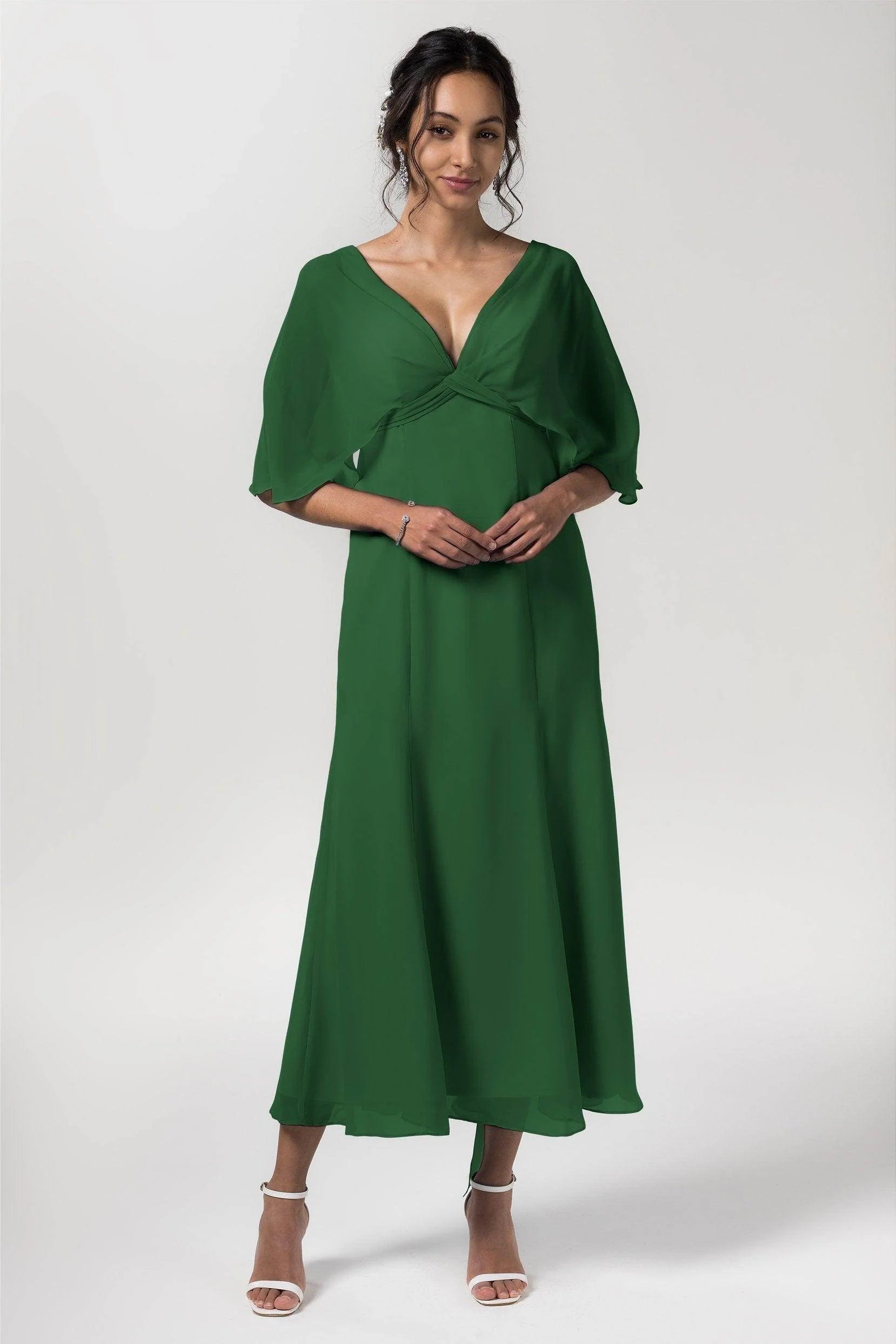A-Line Tea Length Chiffon Bridesmaid Dress CB0553