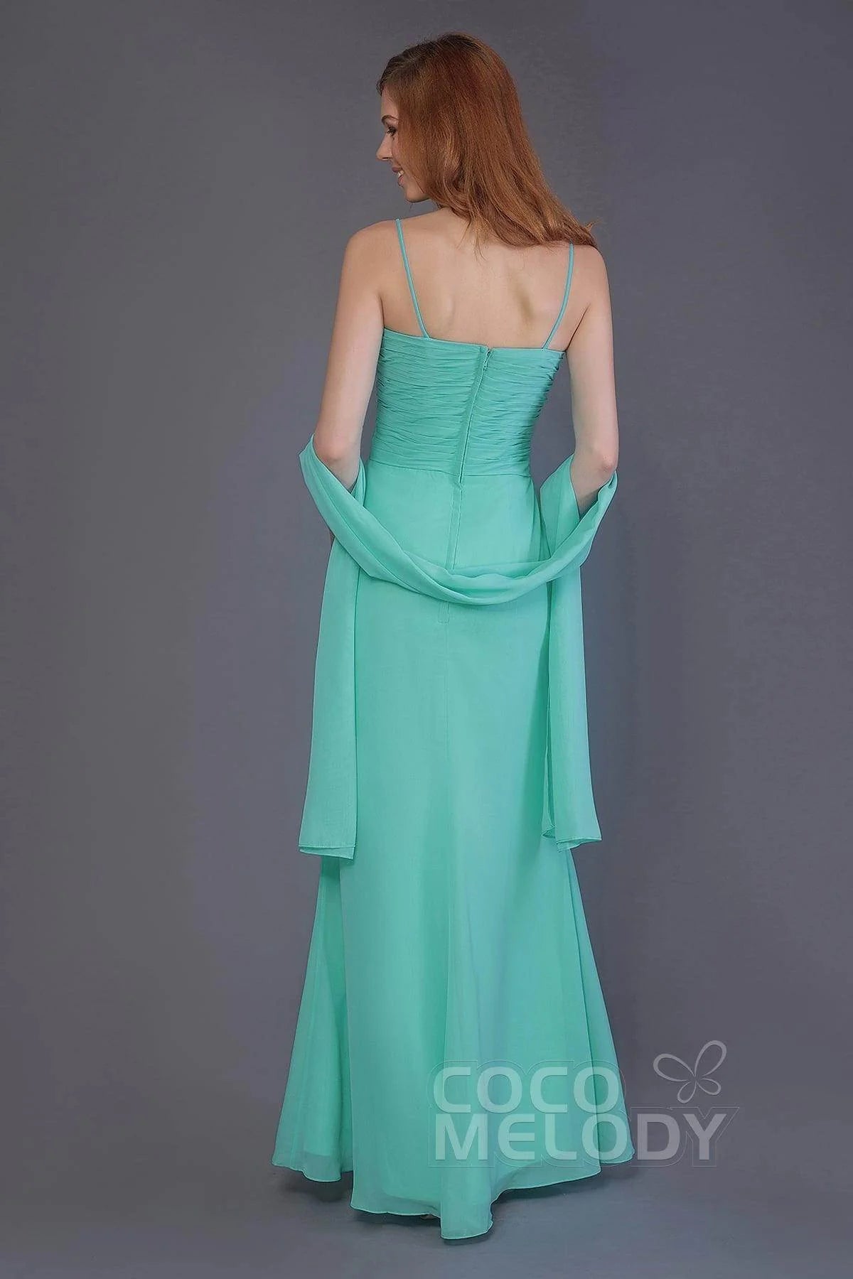 Sheath-Column Floor Length Chiffon Bridesmaid Dress PR3544