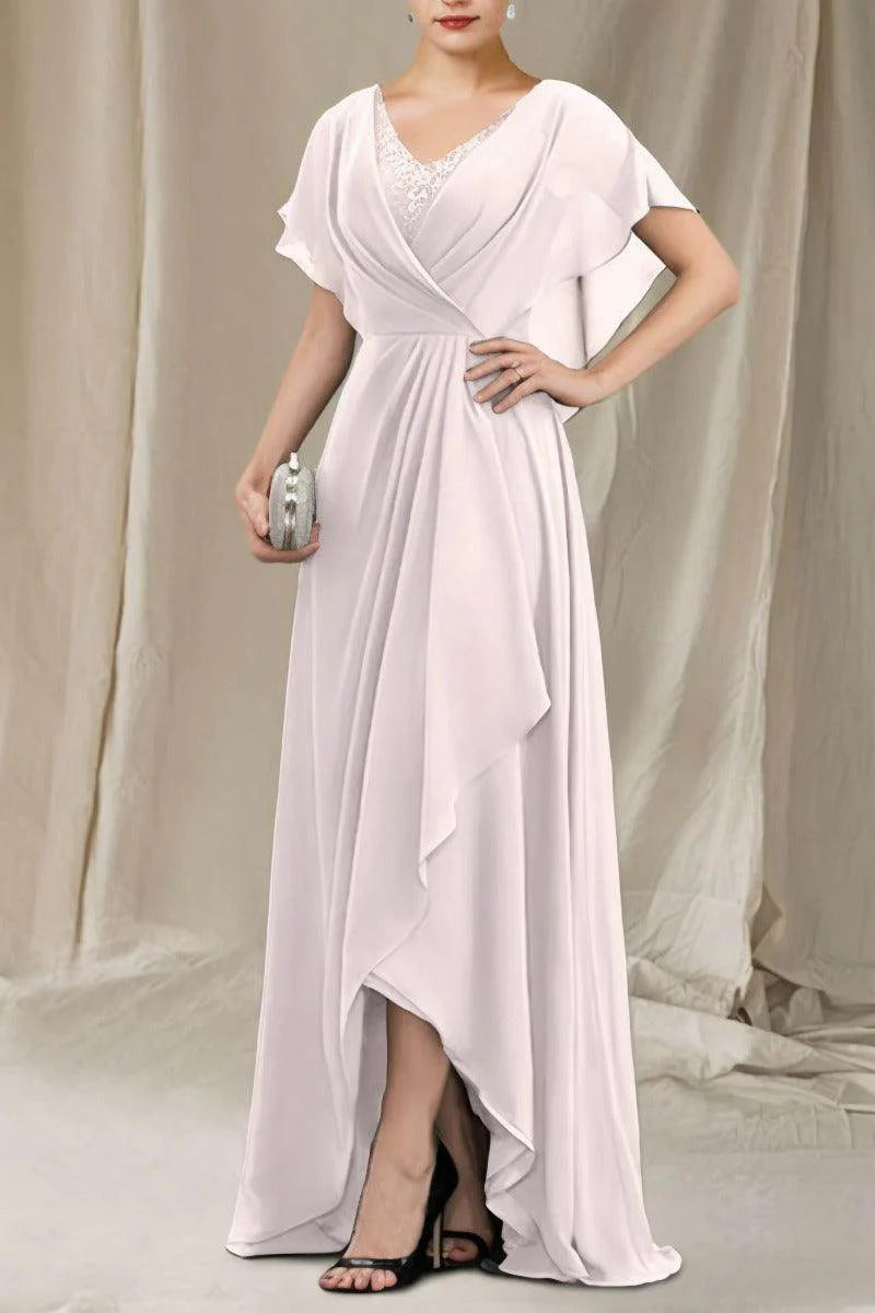 A-Line Sweep-Brush Train Chiffon Mother Dress CM0080