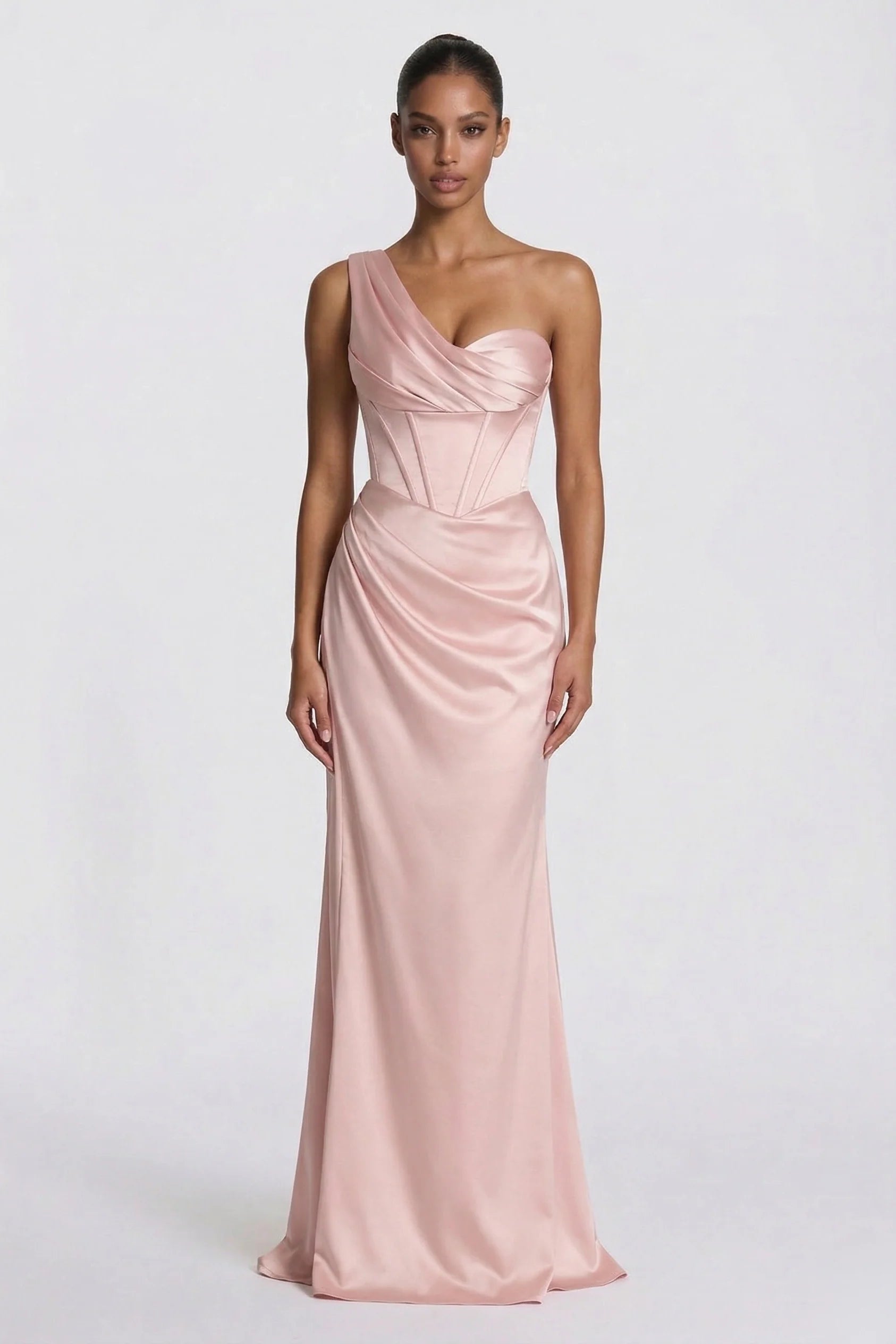 Sheath-Column Floor Length Acetate Satin Wedding Guest Dress CG0307