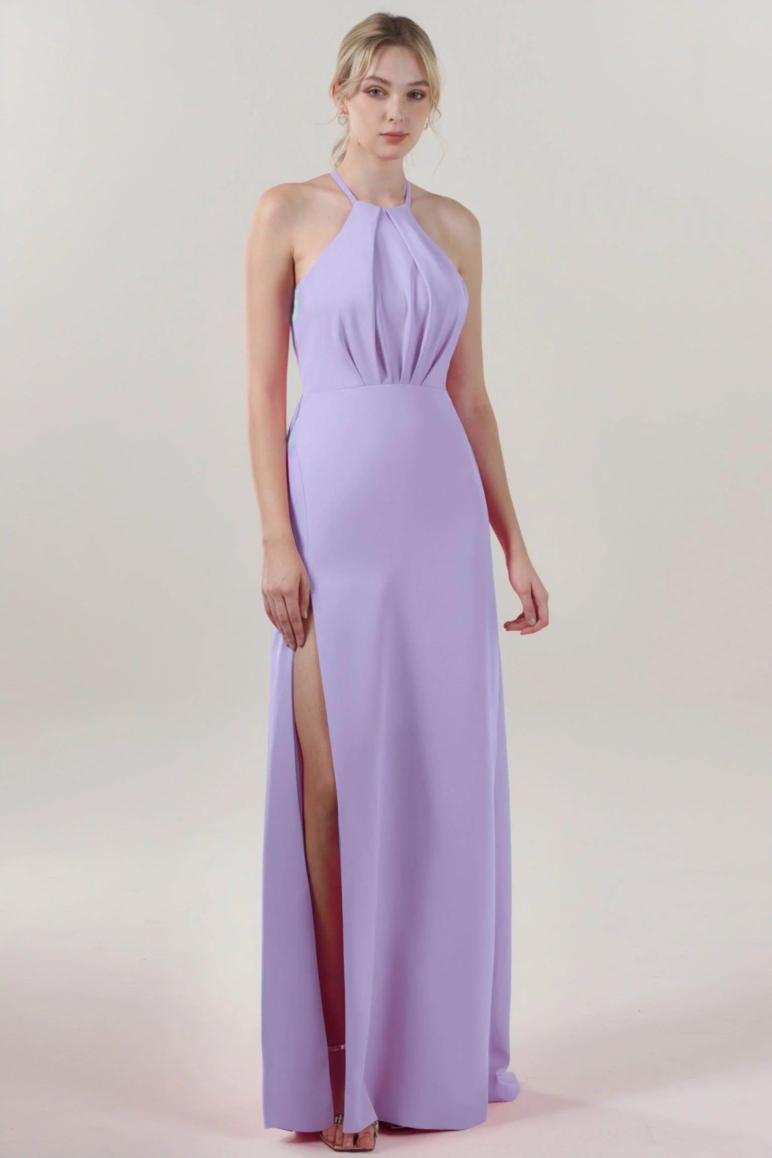 Sheath-Column Maxi Stretch Crepe Bridesmaid Dress CS0597BM