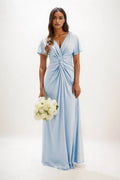 A-Line Maxi Luxe Satin Bridesmaid Dress CB0838