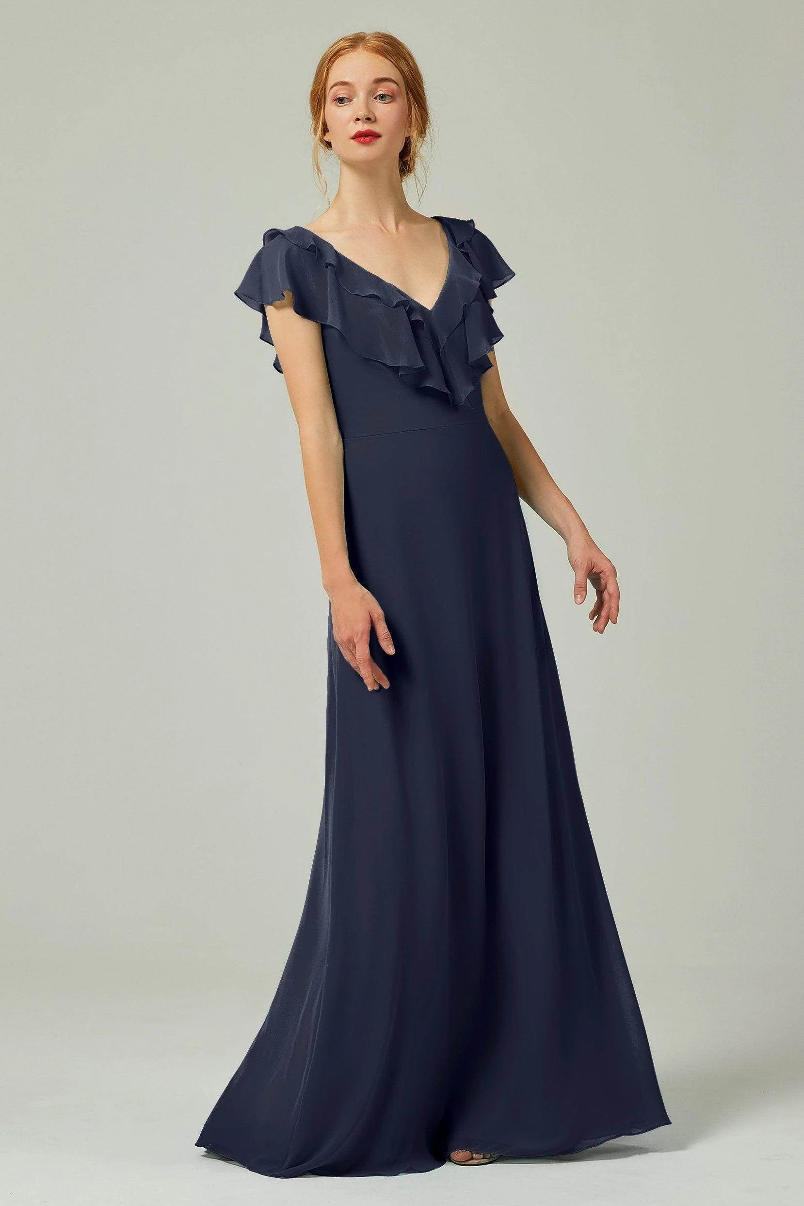 A-Line Floor Length Chiffon Bridesmaid Dress CB0323