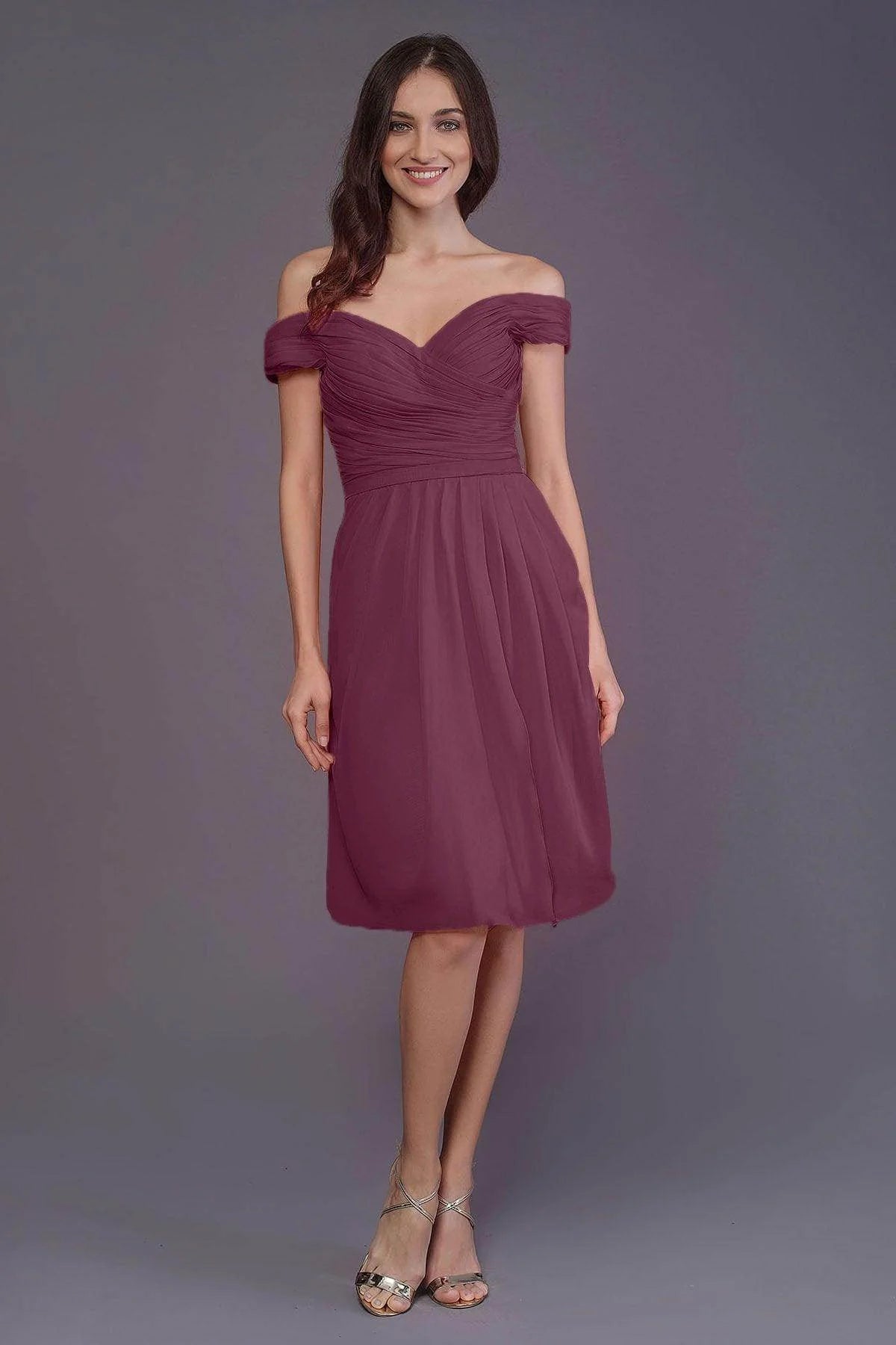Sheath-Column Knee Length Short Bridesmaid Dress PR3485
