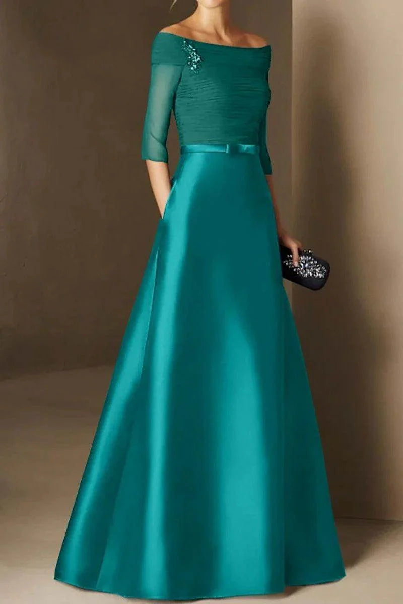 A Line Off The Shoulder Short Sleeves Applique Mother Dresses CM0339