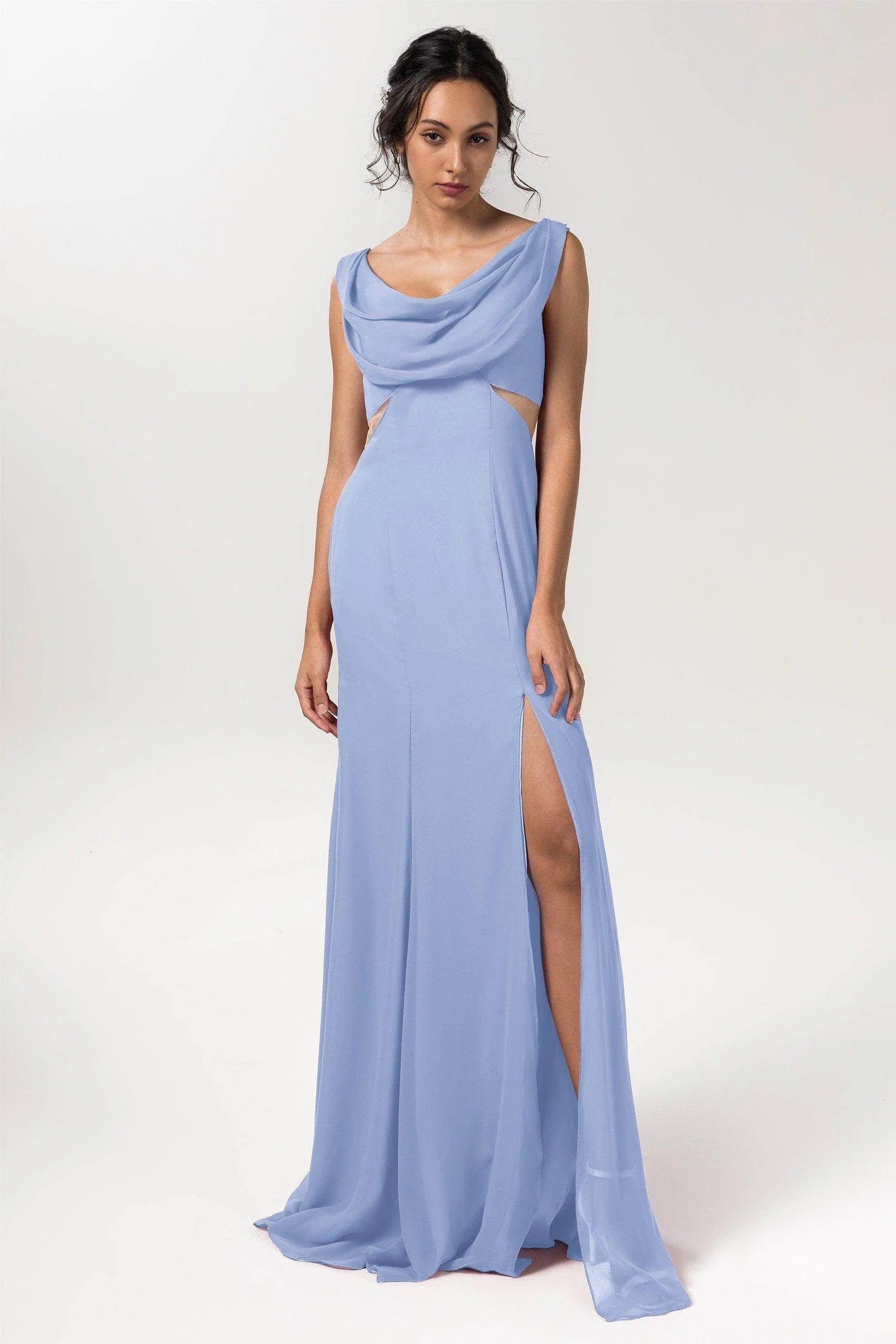 Sheath-Column Floor Length Chiffon Bridesmaid Dress CB0558