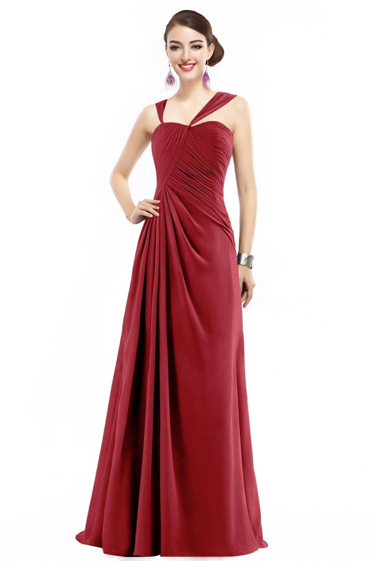 Sheath Floor Length Chiffon Bridesmaid Dress COZF1401F