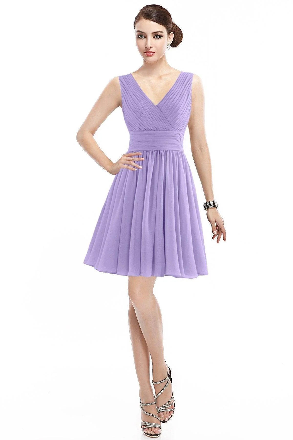 A-Line Short Mini Chiffon Bridesmaid Dress COZK14019