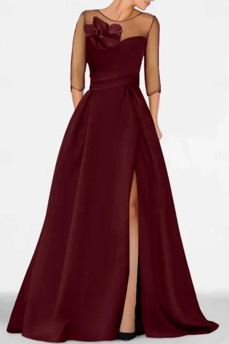 A Line Sweetheart 3/4 Sleeves High Split Mother Dresses CM0338