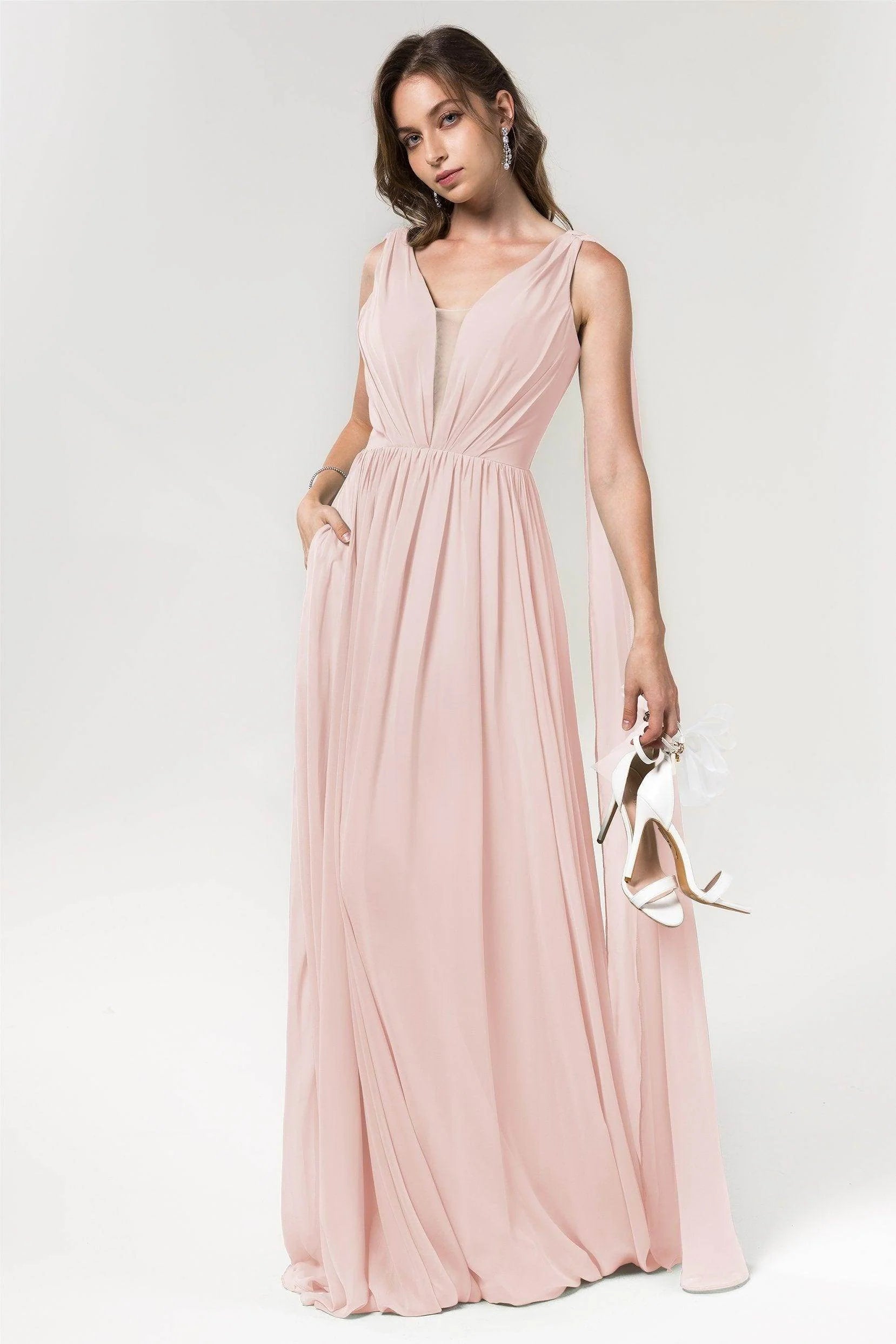 A-Line Floor Length Chiffon Bridesmaid Dress Formal Dresses CB0565