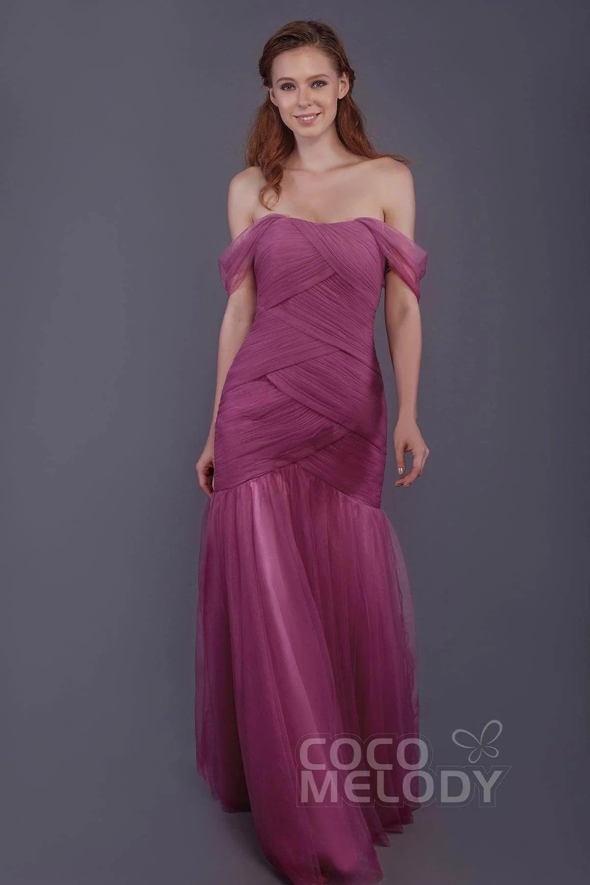 Trumpet-Mermaid Floor Length Tulle Bridesmaid Dress PR3504