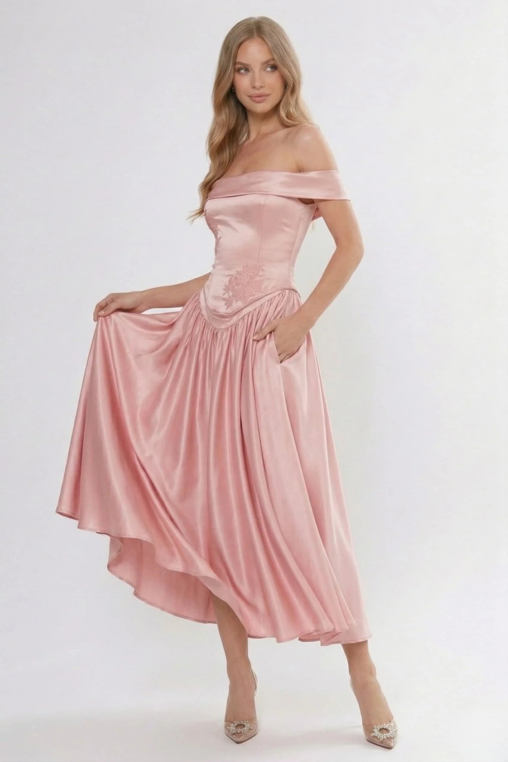 A-Line Ankle Length Soft Satin Bridesmaid Dress CG0313BM