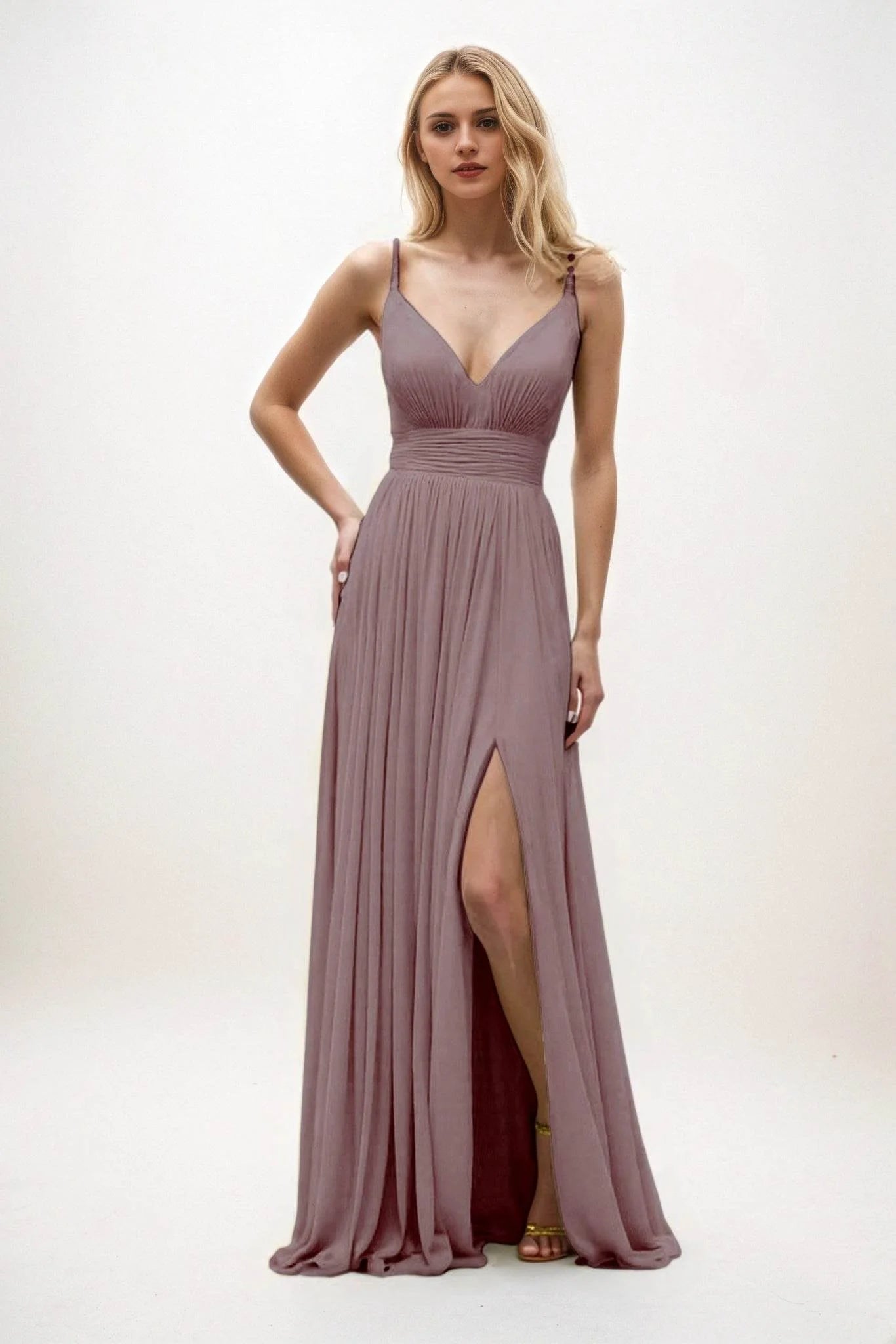 A-Line Maxi Chiffon Bridesmaid Dress CB0825