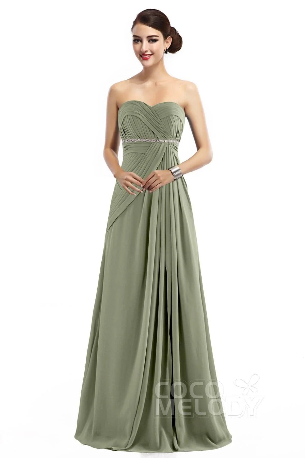 Sheath Floor Length Chiffon Bridesmaid Dress COZF14022