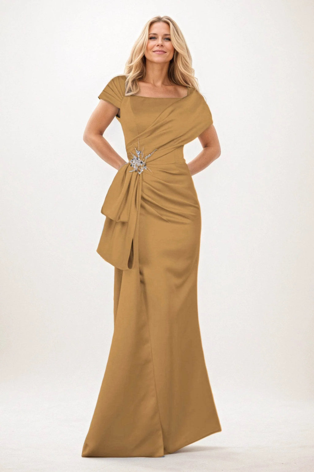 Trumpet-Mermaid Maxi Satin Mother of the Bride Dresses CM0385