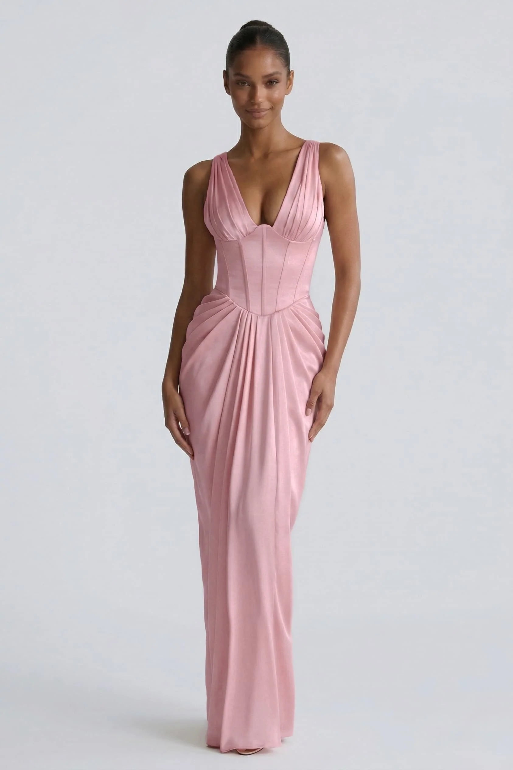 Sheath-Column Floor Length Acetate Satin Wedding Guest Dress CG0304