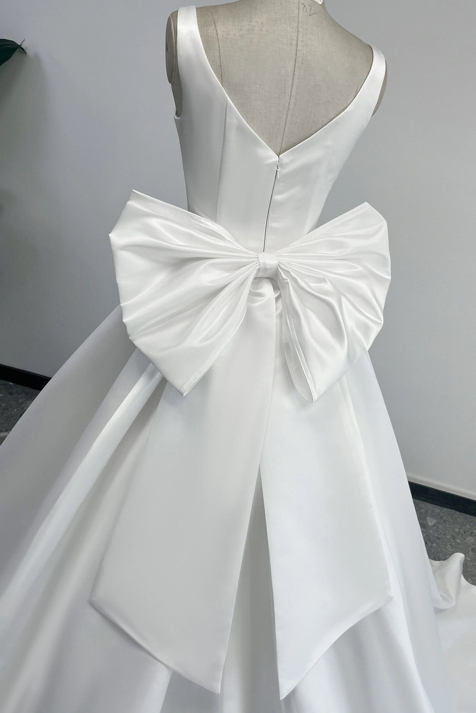 A-Line Court Train Satin Wedding Dress CW3503