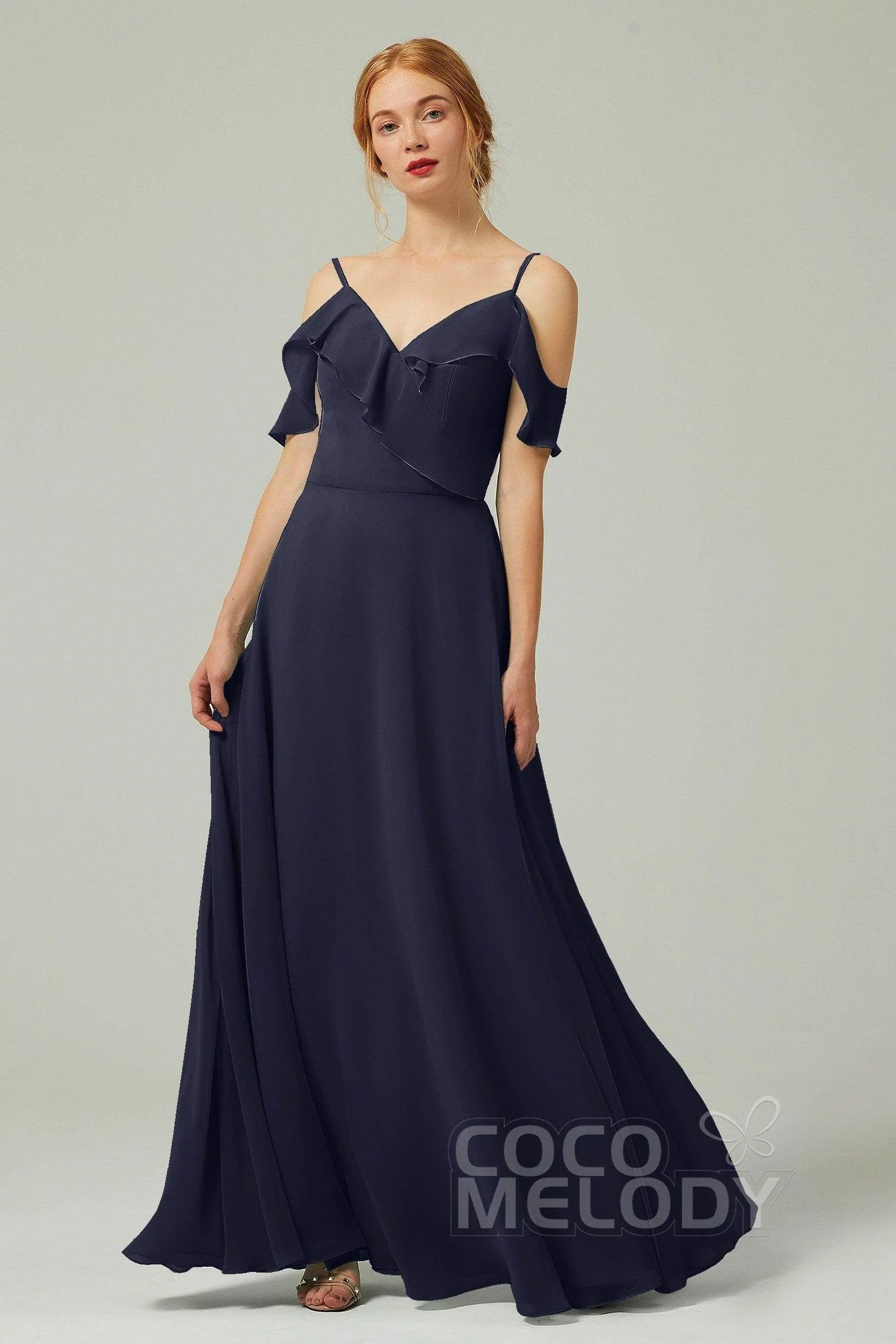 A-Line Floor Length Chiffon Bridesmaid Dress CB0326