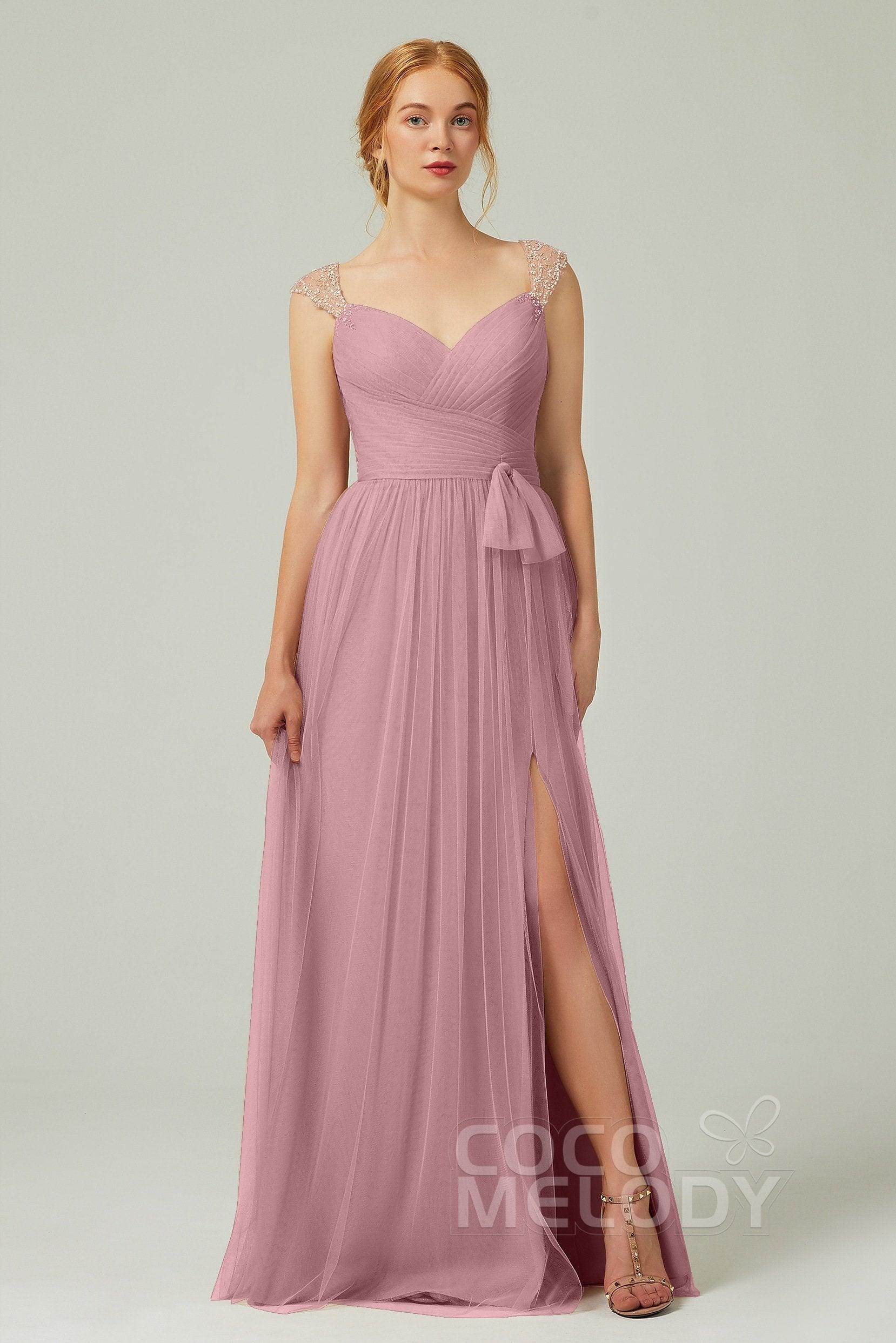 A-Line Floor Length Tulle Bridesmaid Dress CB0313