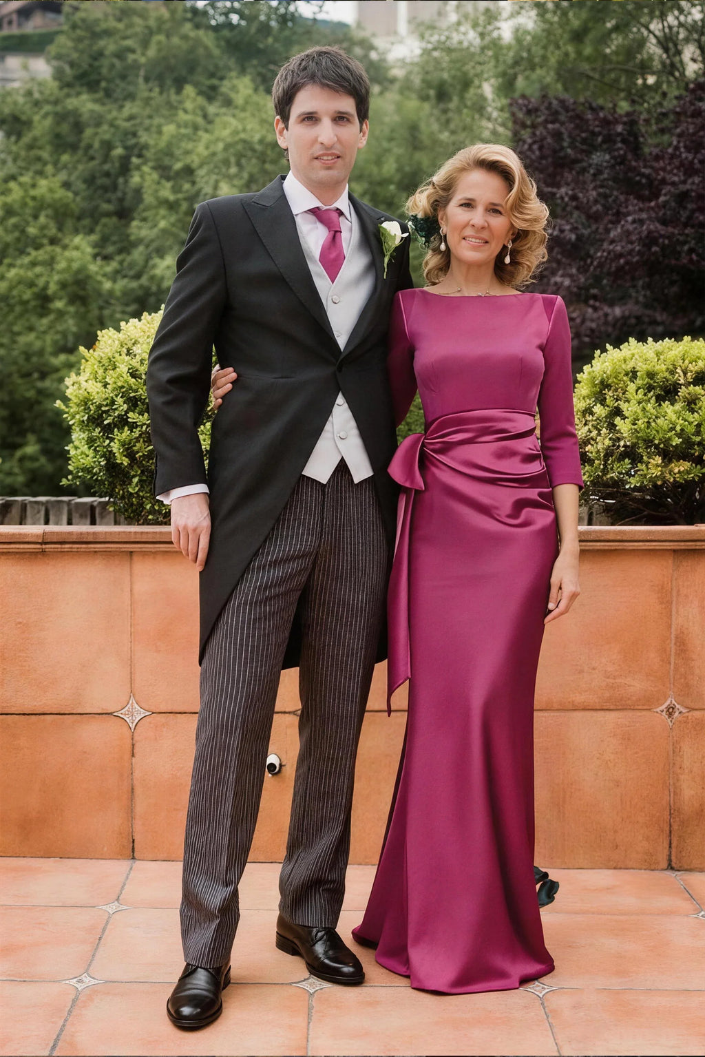 Sheath Scoop 3/4 Length Sleeves Floor Length Mother Dresses CM0380