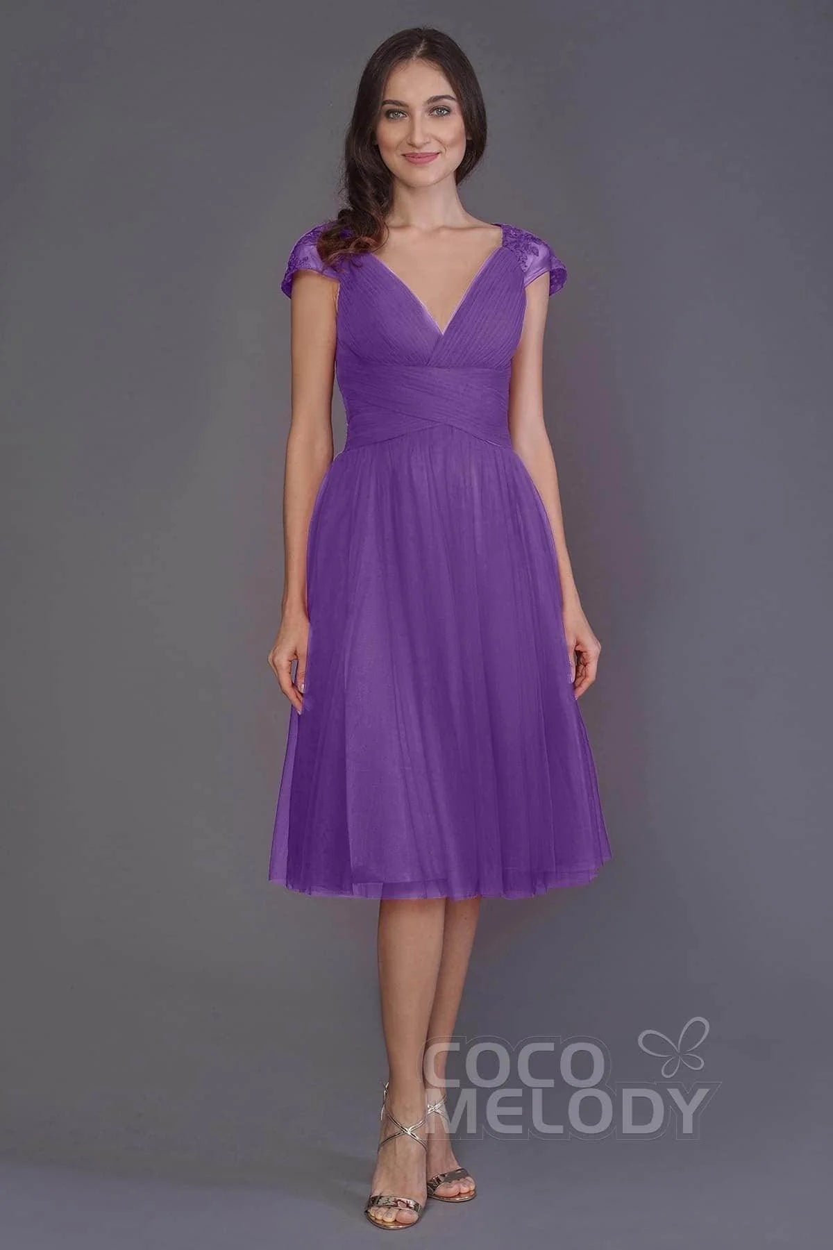 A-Line Knee Length Tulle Bridesmaid Dress PR3515