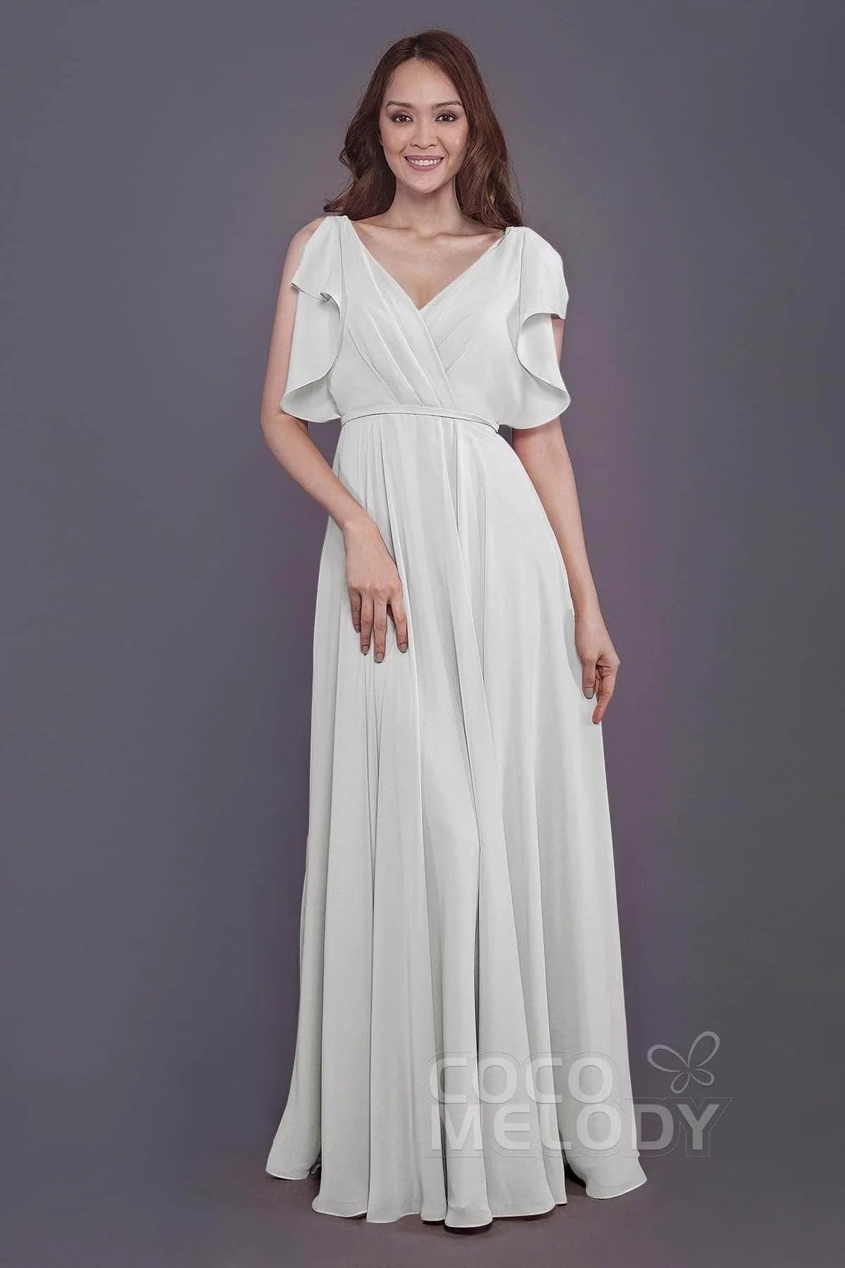 Sheath-Column Floor Length Chiffon Bridesmaid Dress PR3568