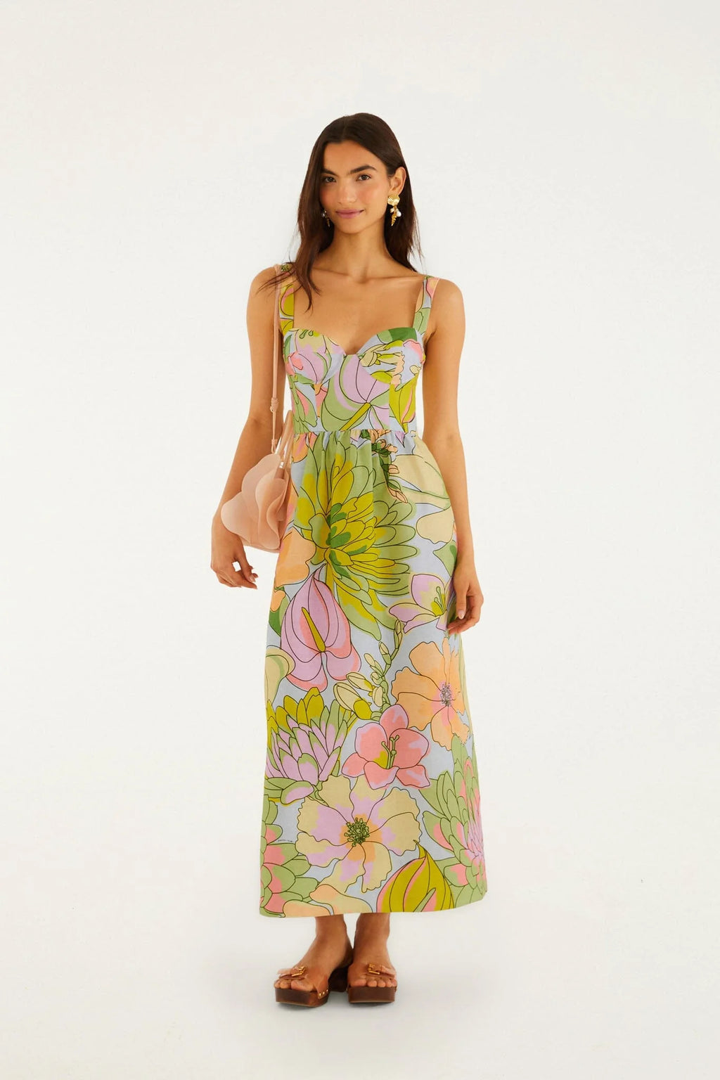 FARM Rio Light Blue Spring Affair  Maxi Dress