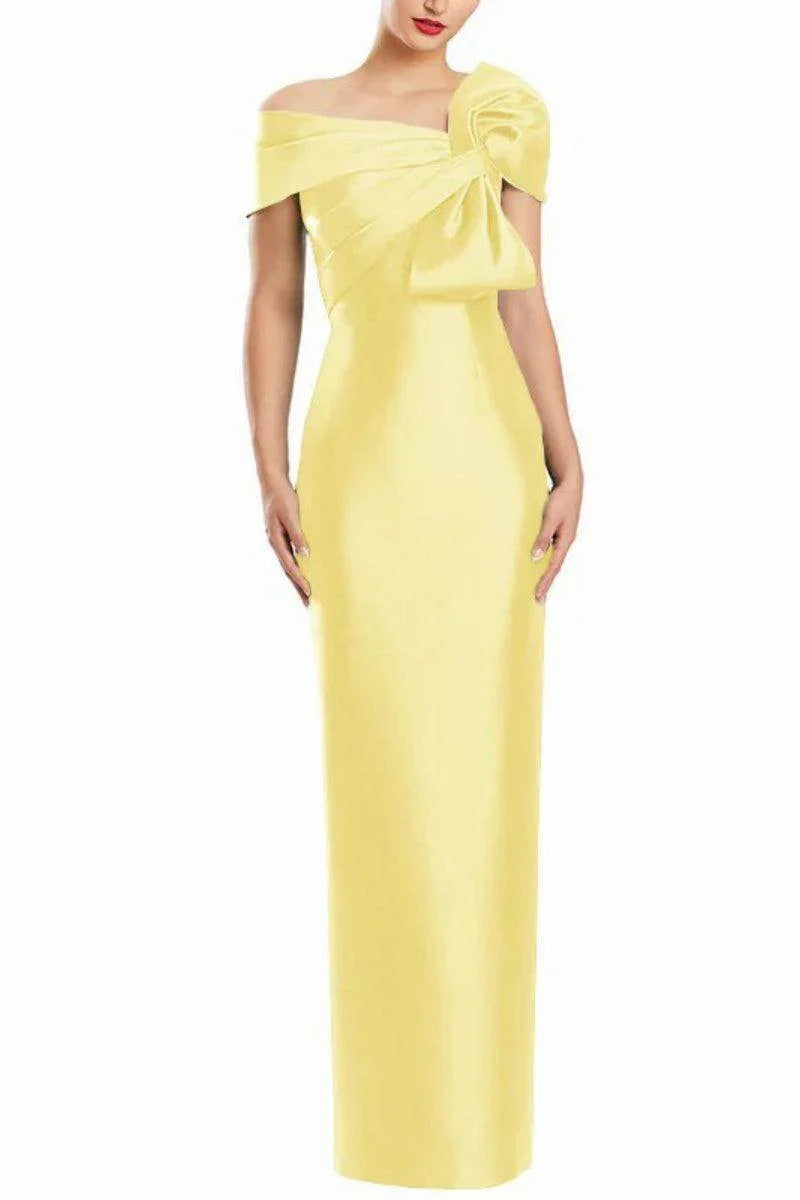 Sheath One Shoulder Floor Length Mother Dresses with Bow CM0368