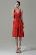 Sheath-Column Knee Length Lace Bridesmaid Dress COZK16010