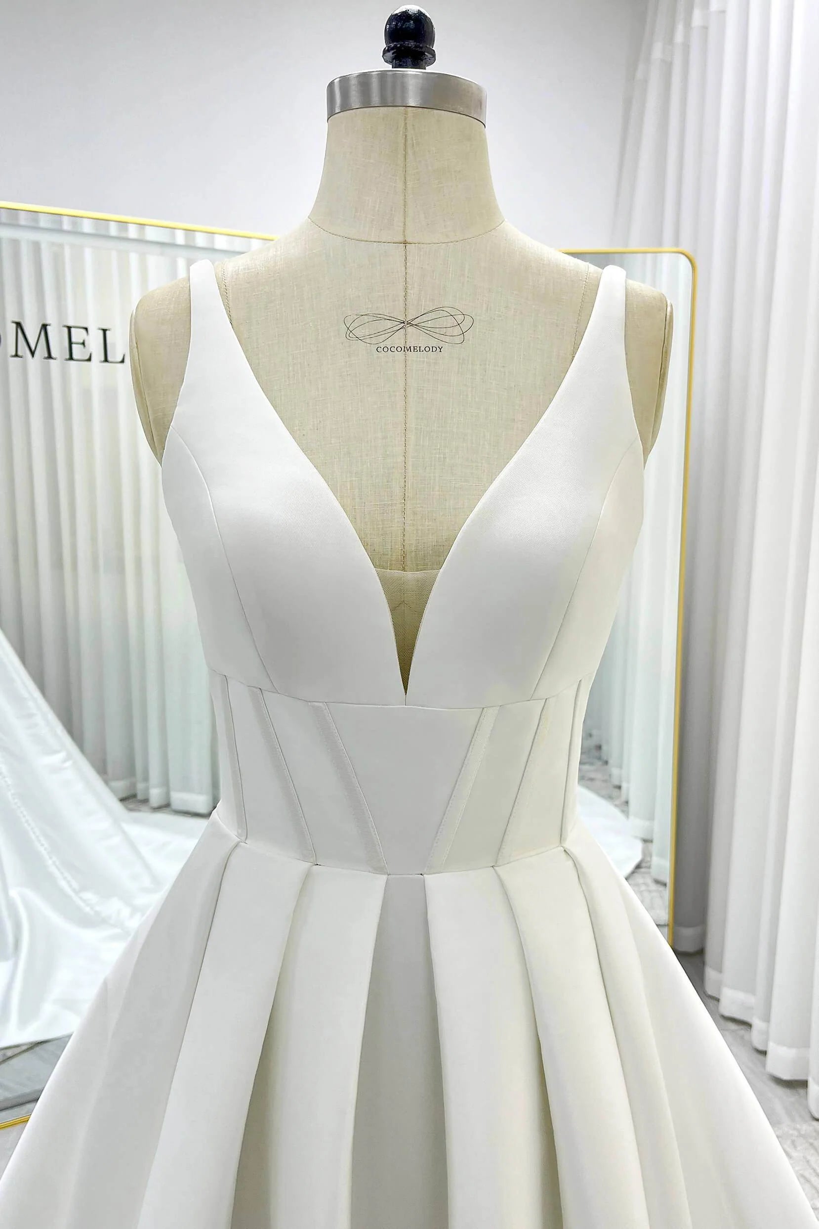 A-Line Court Train Mikado Wedding Dress CW3534