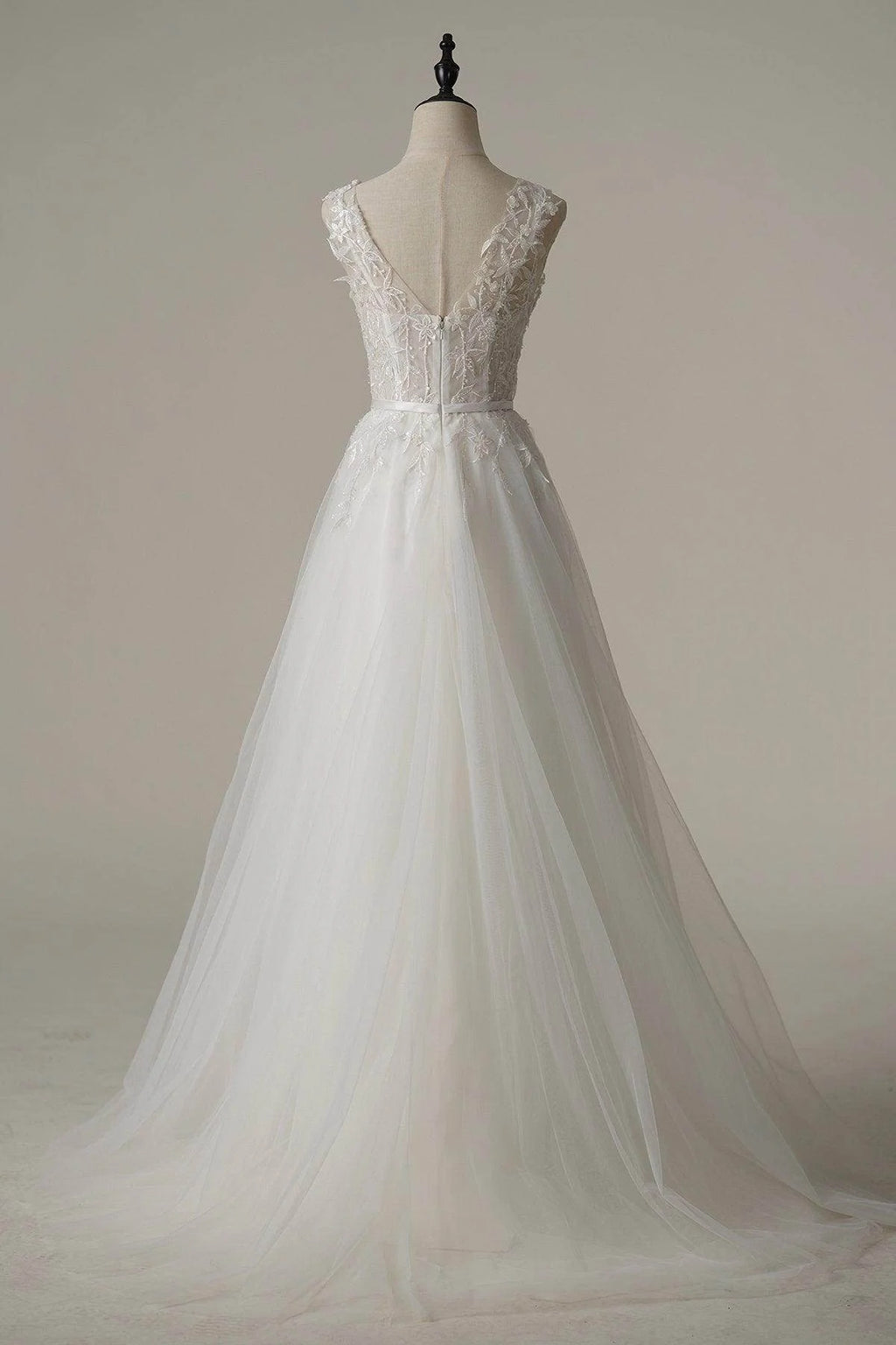 A-Line Sweep-Brush Train Tulle Wedding Dress CW3092