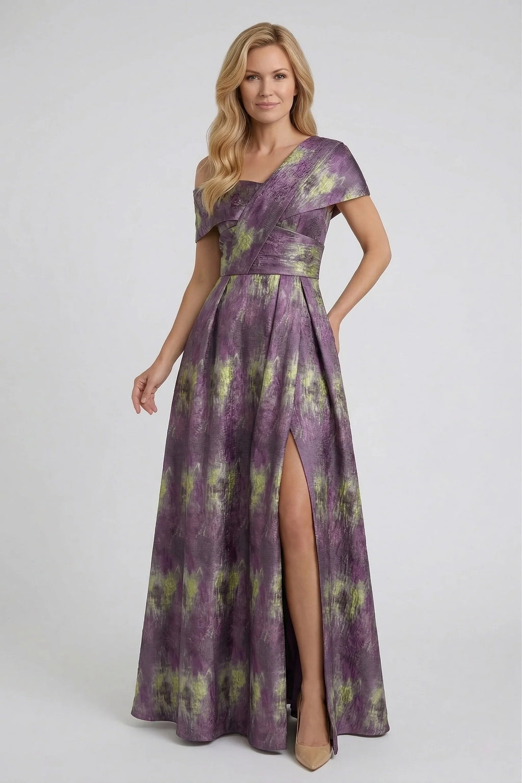 A-Line Floor Length Jacquard Mother of the Bride Dress CM0422