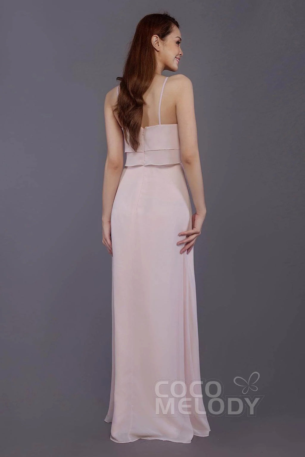Sheath-Column Floor Length Chiffon Bridesmaid Dress PR3577