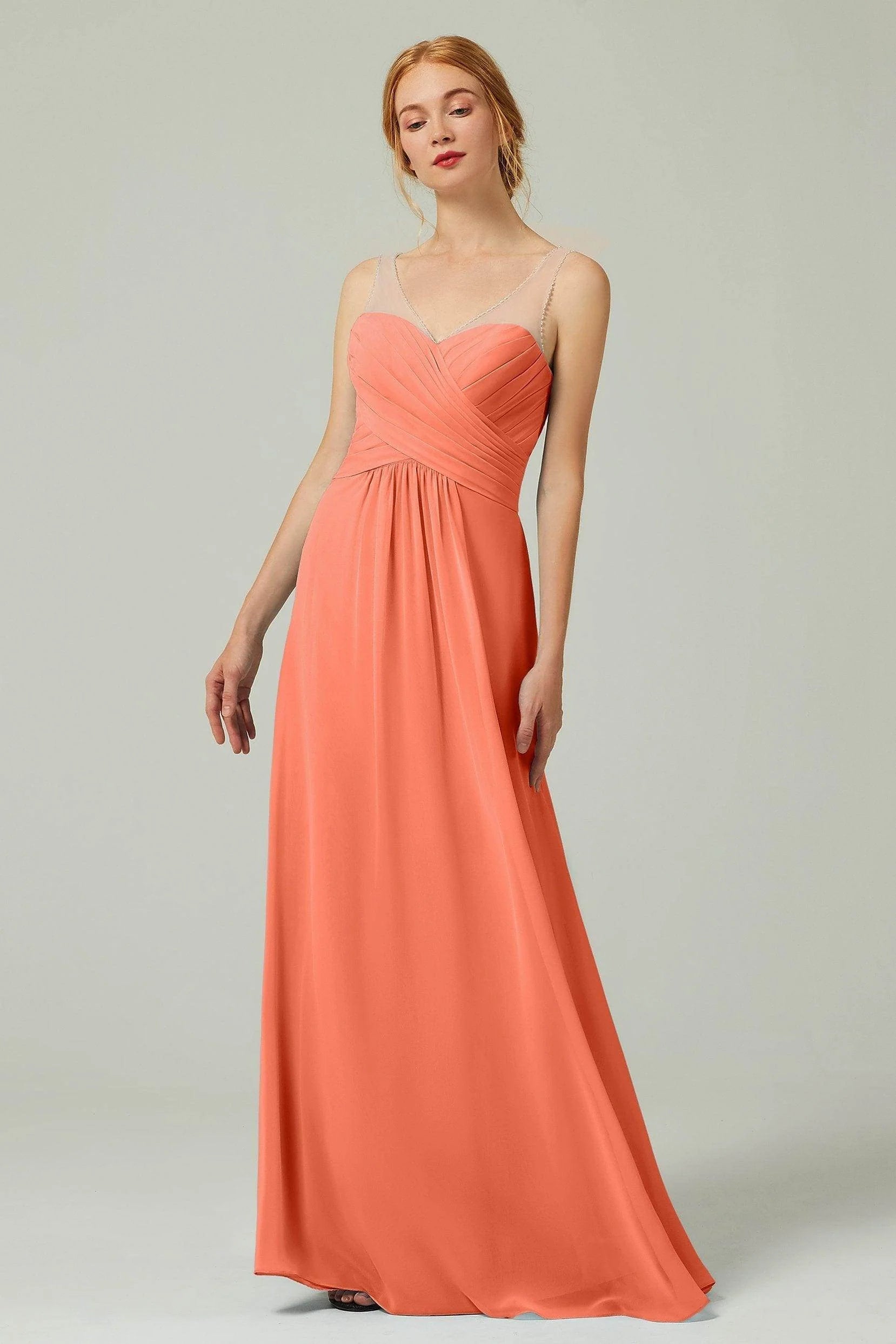 A-Line Floor Length Chiffon Bridesmaid Dress CB0331