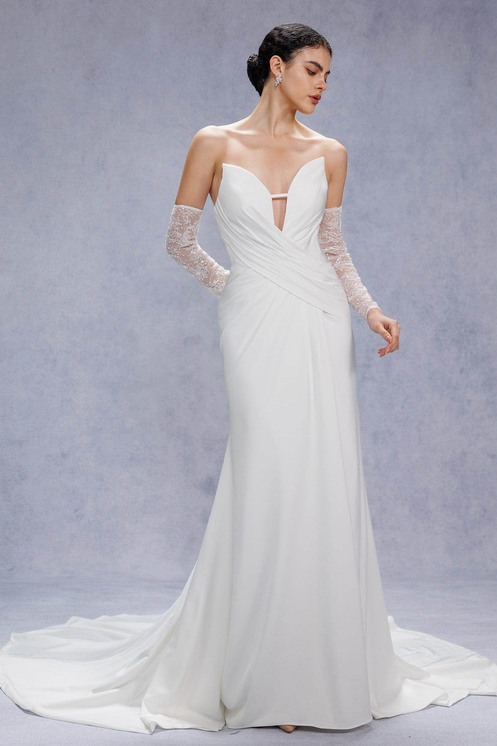 Trumpet-Mermaid Court Train Satin Wedding Dress CW3328