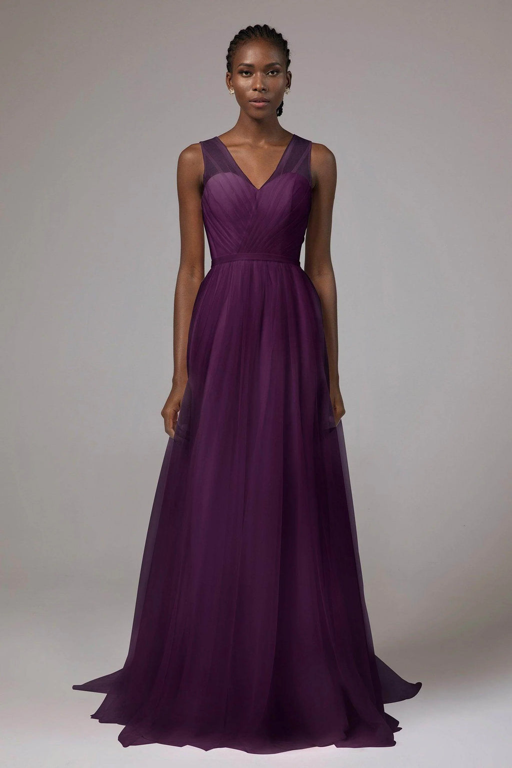 A-Line Floor Length Tulle/Chiffon Bridesmaid Dress CB0392