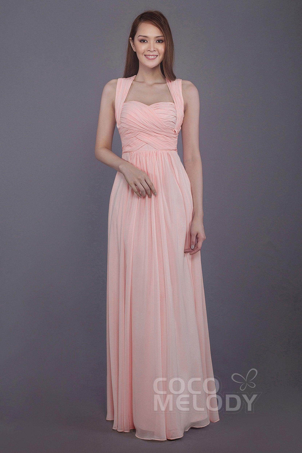 Sheath-Column Floor Length Chiffon Bridesmaid Dress PR3585