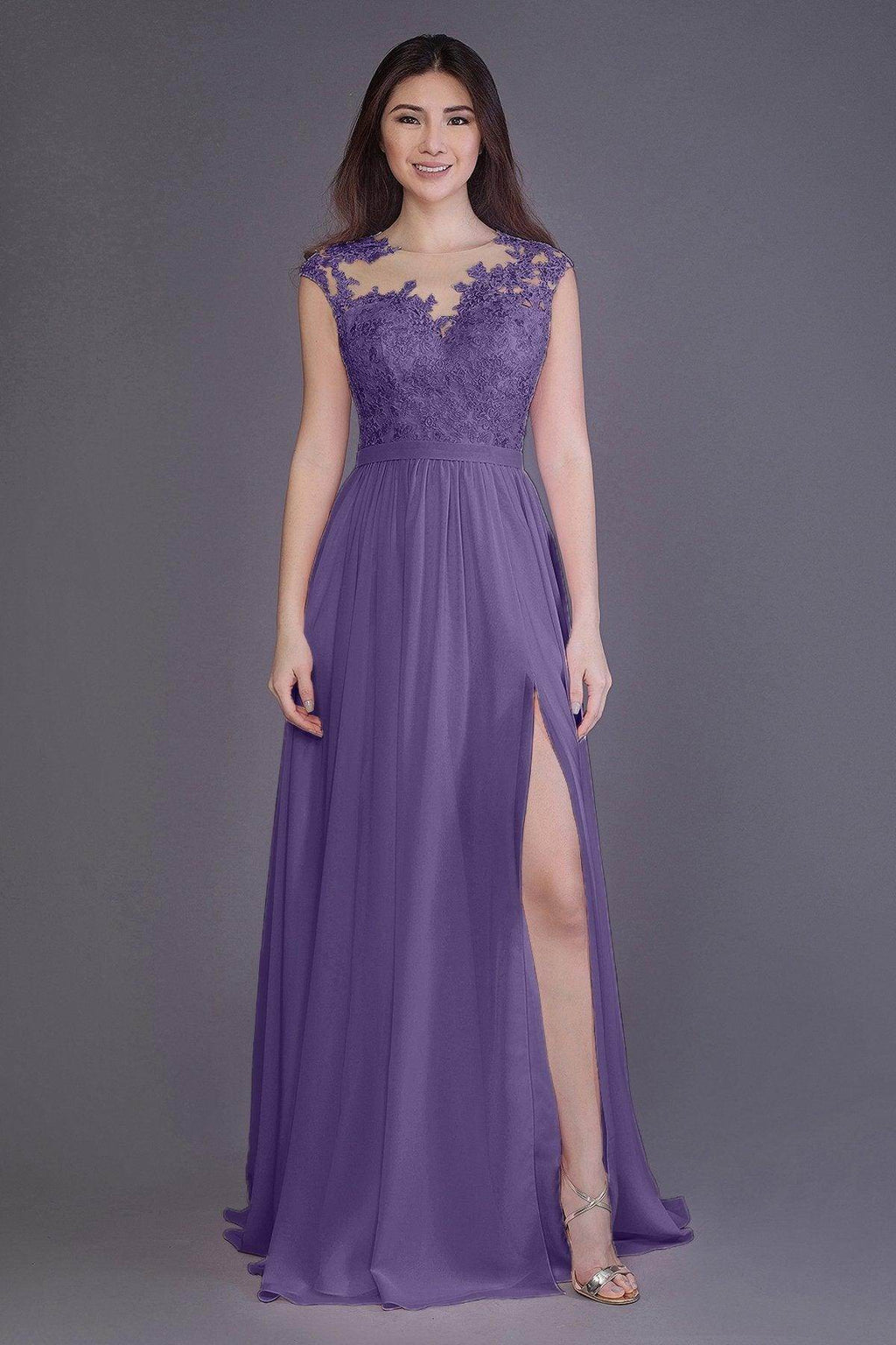 A-Line Floor Length Chiffon and Lace Bridesmaid Dress PR3554