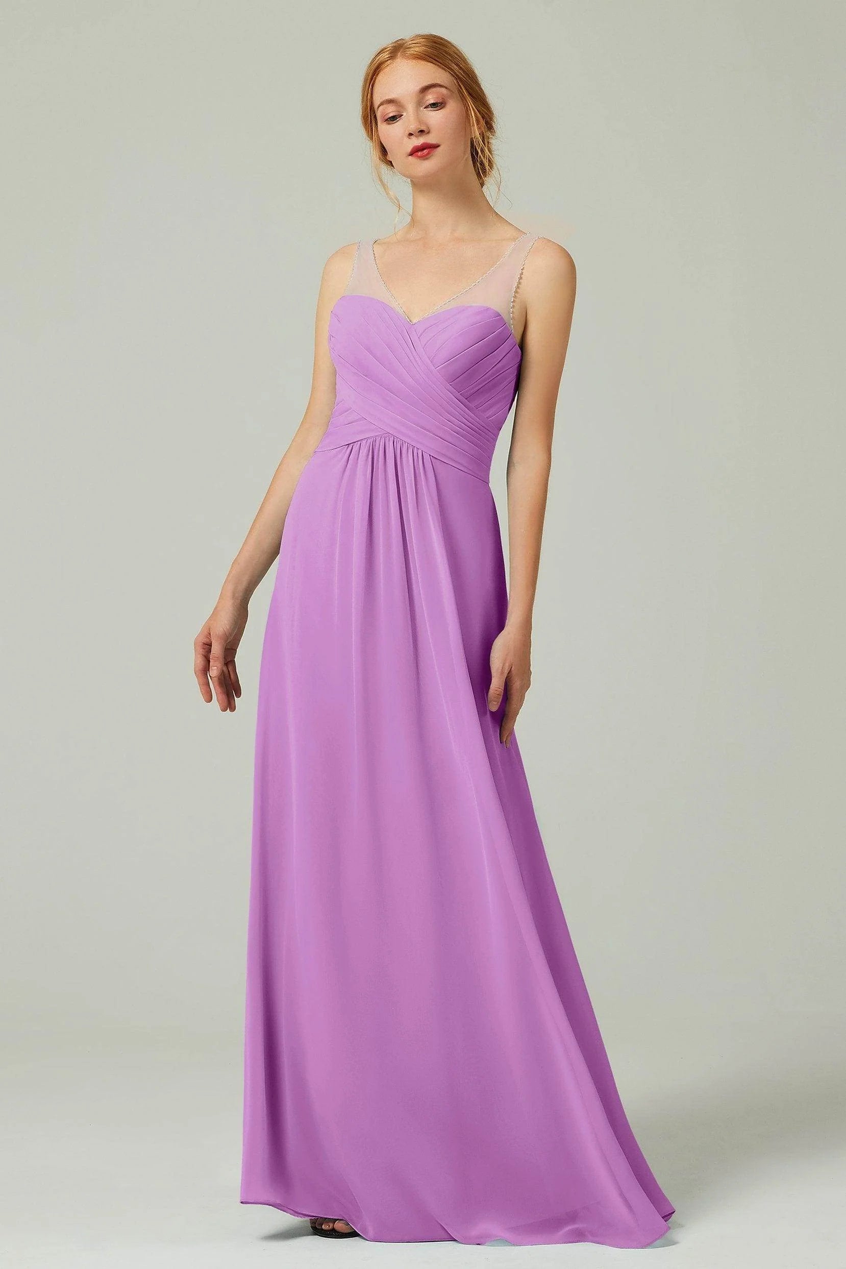 A-Line Floor Length Chiffon Bridesmaid Dress CB0331
