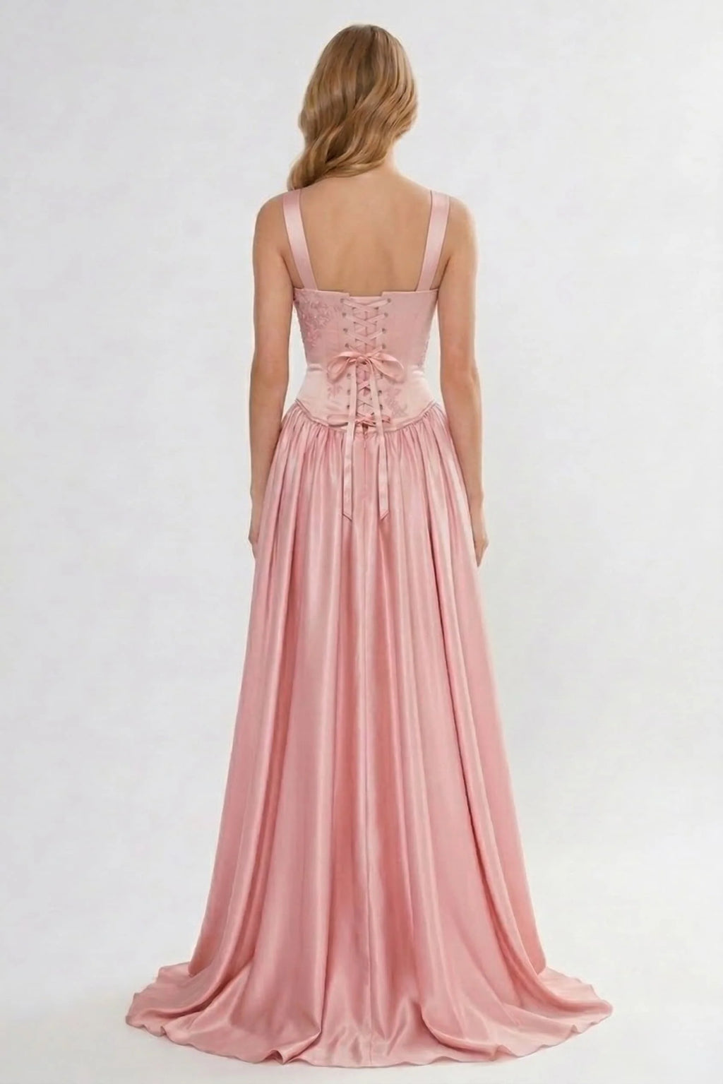 A-Line Floor Length Soft Satin Wedding Guest Dress CG0314